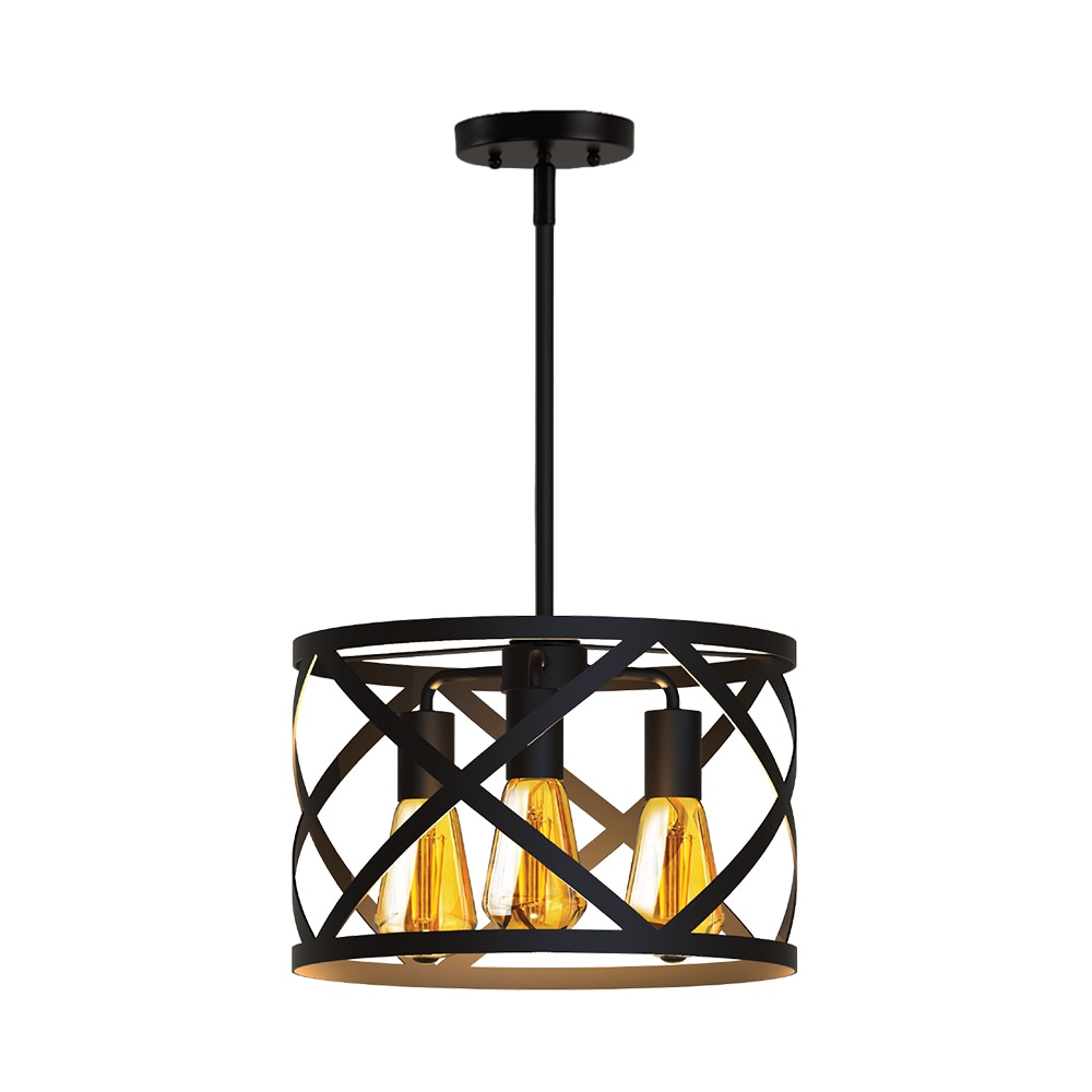 KODA LM030178-1 Ludwig 3 -Light Black Farmhouse Cylinder Medium Hanging Pendant light