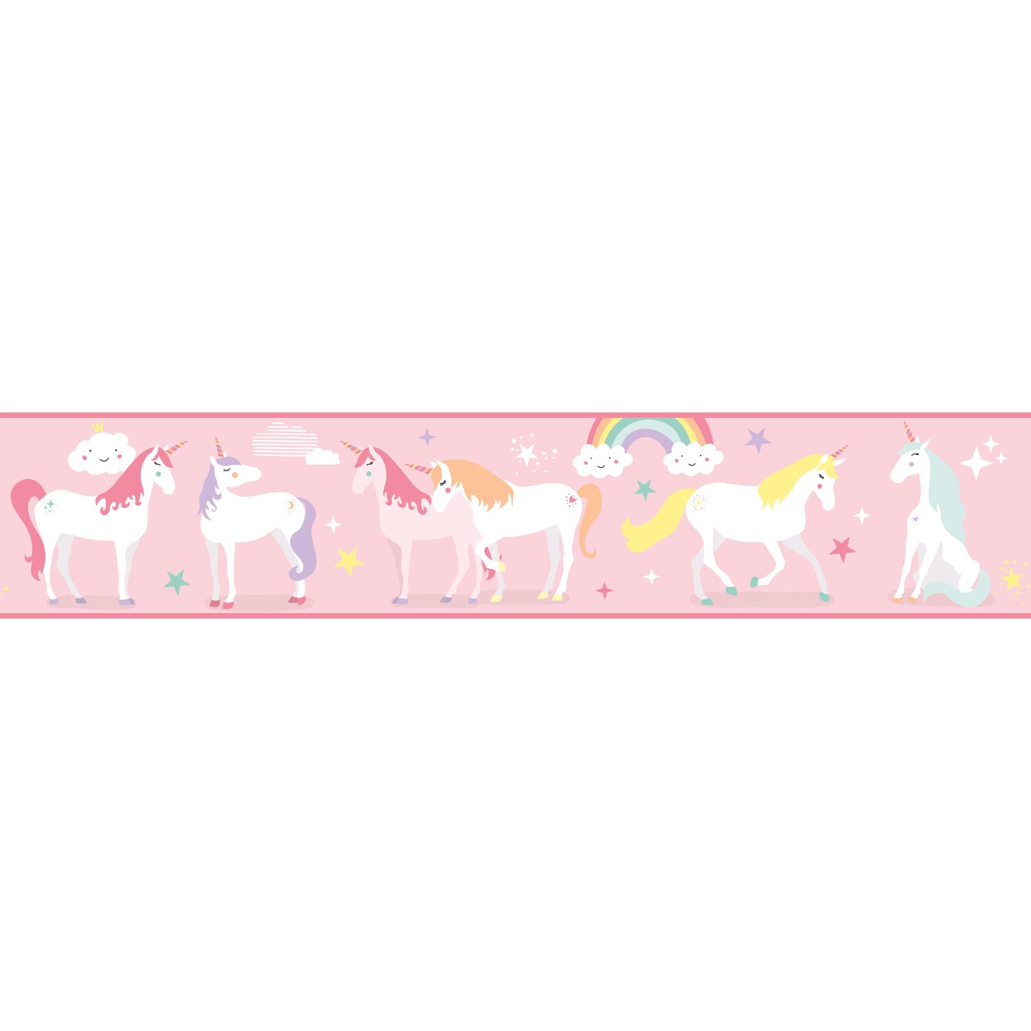 RoomMates RMK11498BD 6-Inches Pink Self-adhesive Wallpaper Border