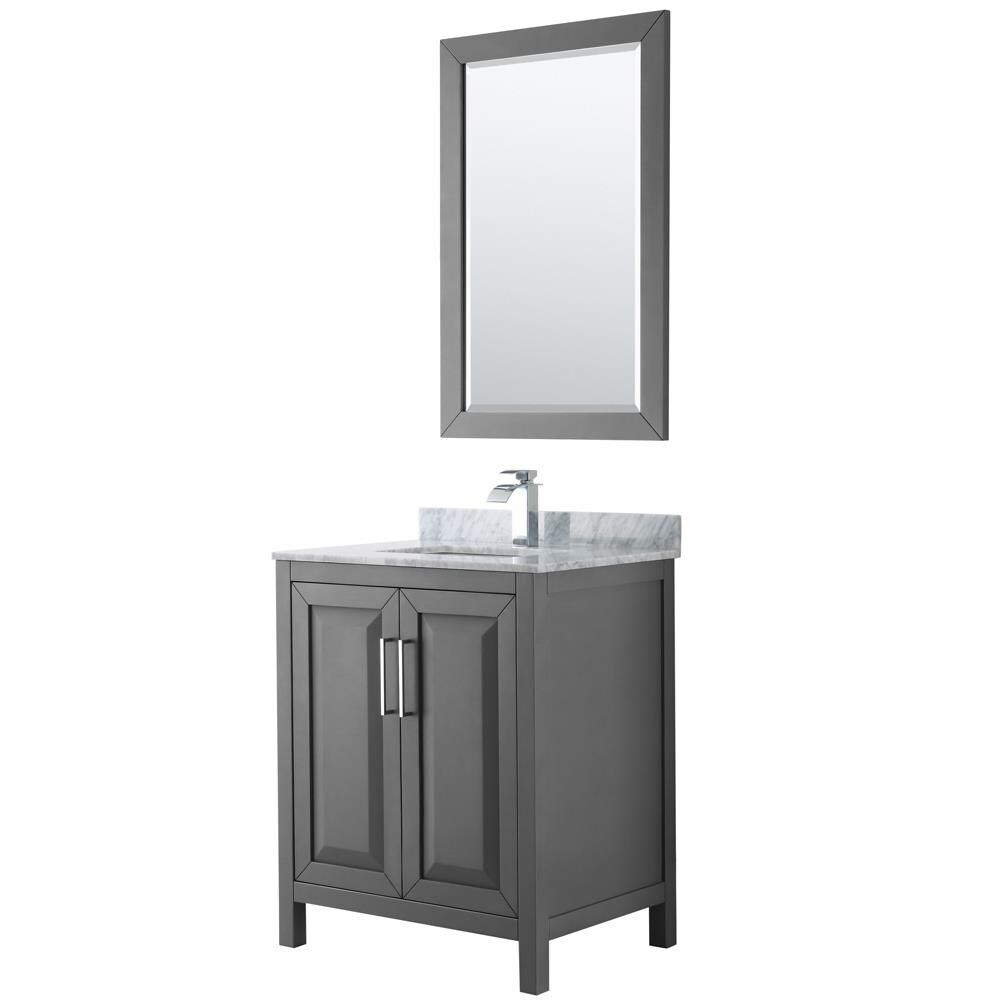 Wyndham Collection WCV252530SKGCMUNSM24 Daria 30-in Dark Espresso with Polished Chrome Trim Undermount Single sink Bathroom Vanity with White Carrara Marble Natural marble Top (Mirror Included)