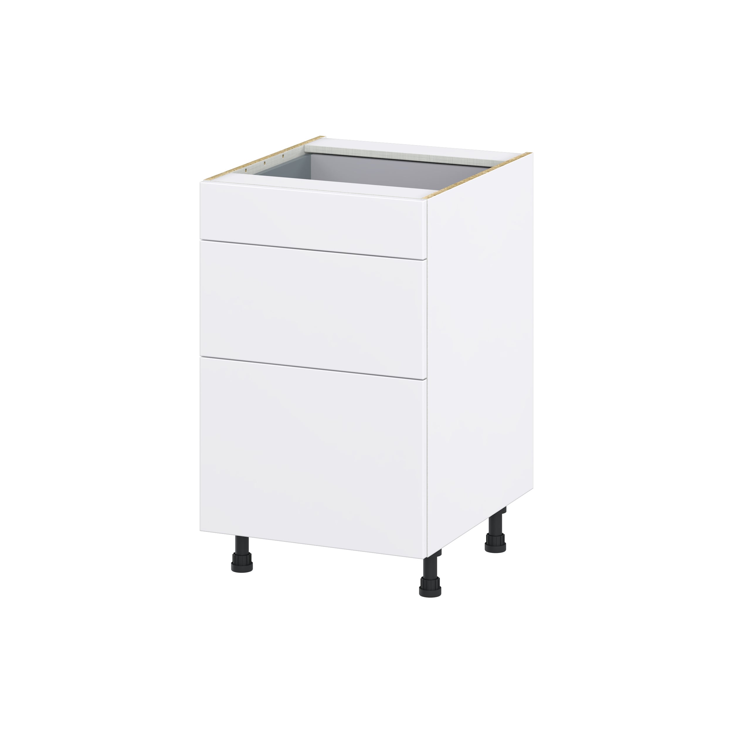 Hugo&Borg Lasalle 21-in W x 34.5-in H x 24-in D Bright White Slab 3-Drawer Base Fully Assembled Cabinet (Flat Panel Style)