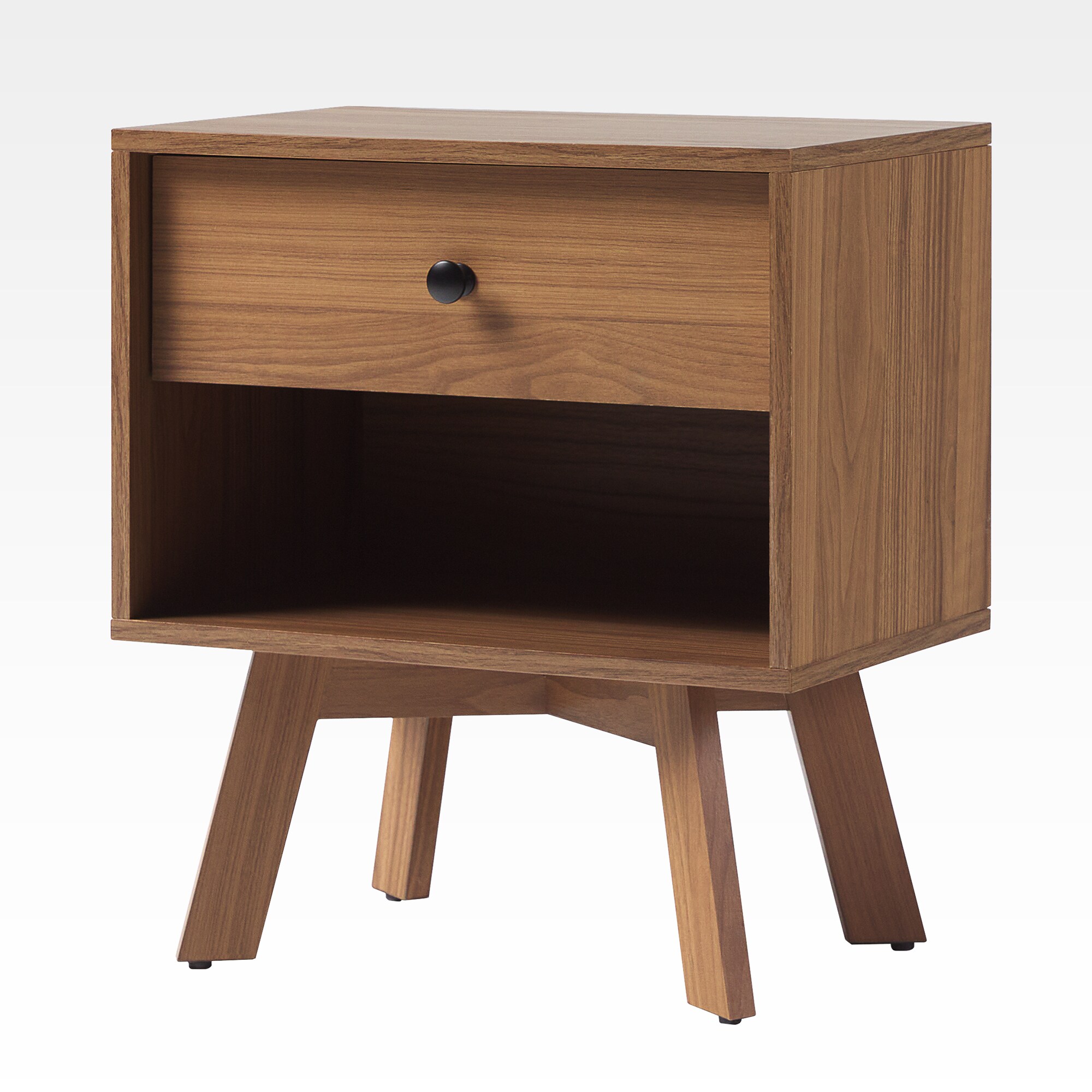 LOVMOR SF-M-B185P168891 Mid Century Modern Minimalist 1 Drawer Nightstand Mocha