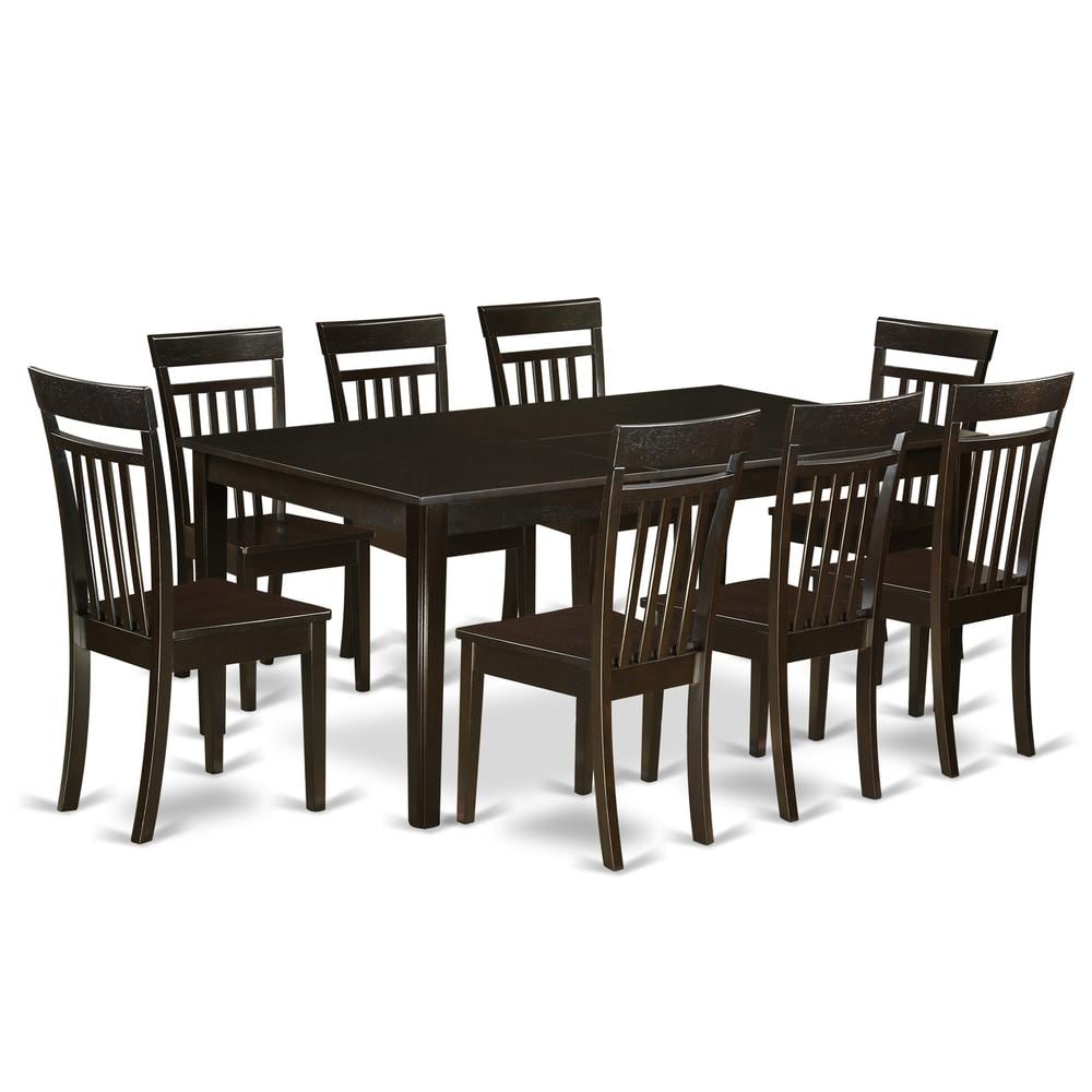 East West Furniture 9 Pc Dining room set Dining Table with Leaf plus 8 Dining Chairs