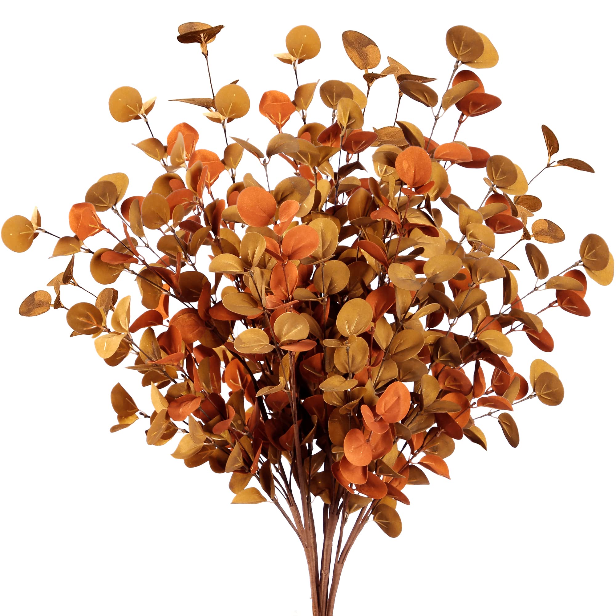 KIWDZFU  6 Pieces Artificial Eucalyptus Stems with Fall Leaves for Autumn Home Floral Arrangement and Thanksgiving Decor durable home and garden