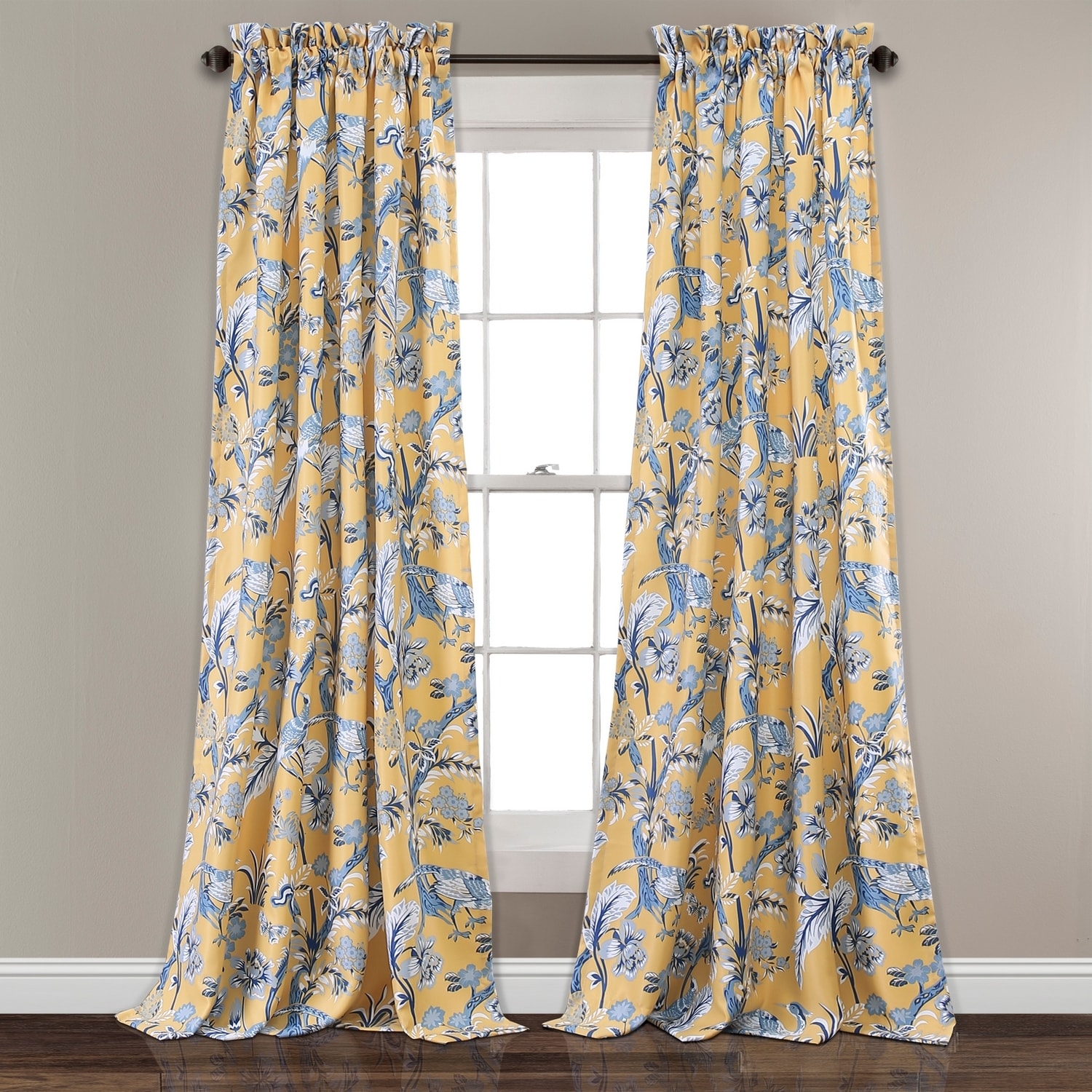 Lush Decor 16T001363 84-Inches Yellow Light filtering Rod pocket Curtain panel pair