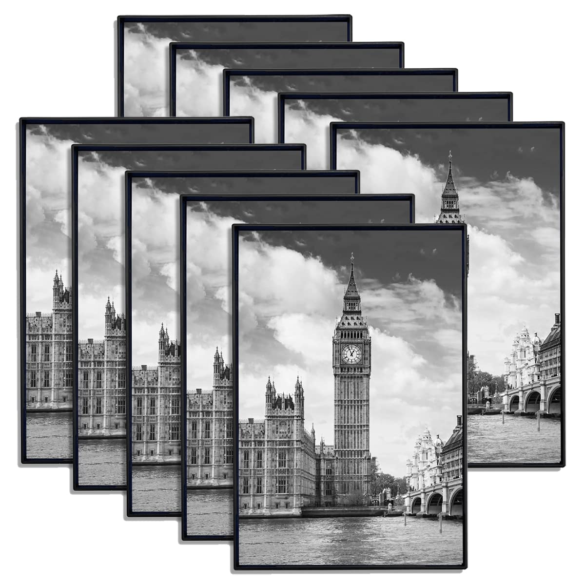 IUEST Front Loading Black Picture Frame Set of 10 for 4x6 Photos Wall and Table Display durable home and garden accessory #LIU0826R146