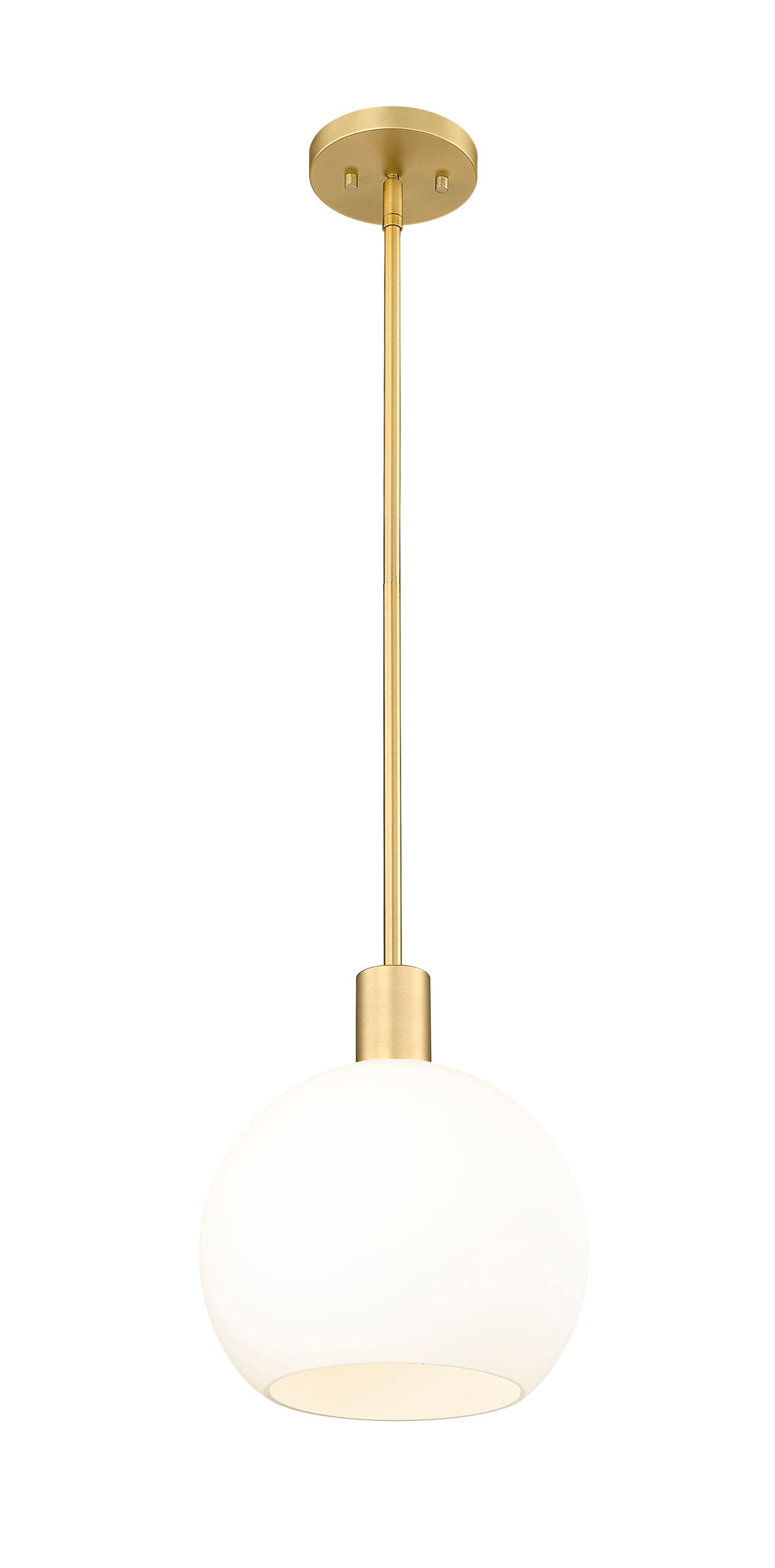 Olde Brass and White Glass Globe Pendant Light