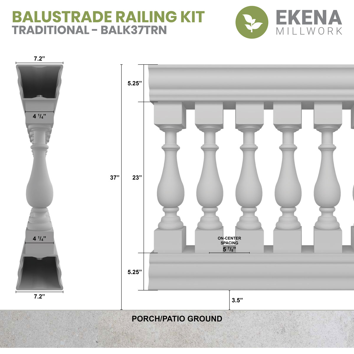 Ekena Millwork BALK37X036TRN railings - View #2