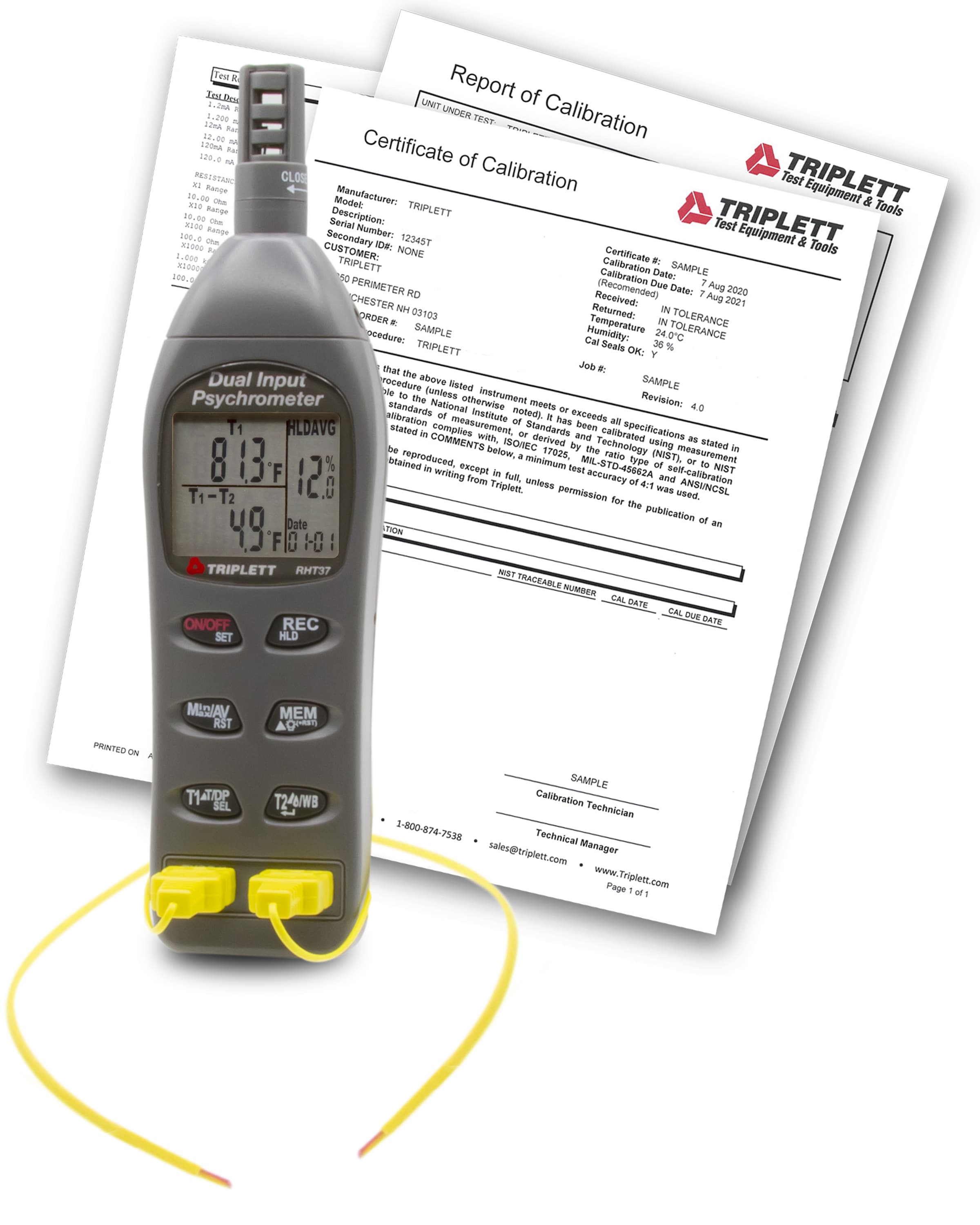 TRIPLETT RHT37-NIST Lcd Display Psychrometer Specialty Meter