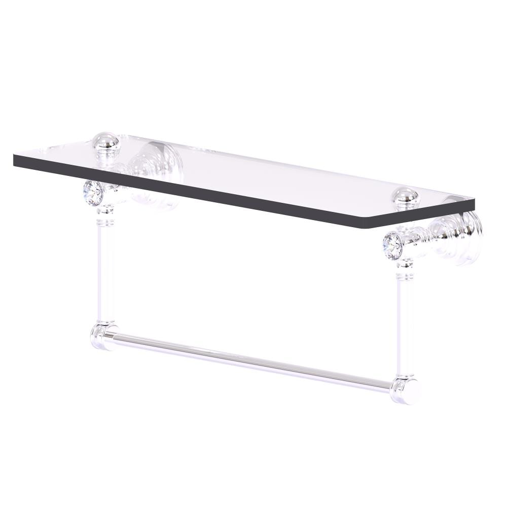 Allied Brass CC-1-16-TB-PC Carolina Crystal Polished Chrome 1-Tier Wall Mount Bathroom Shelf (16-in X 7-in X 5-in)