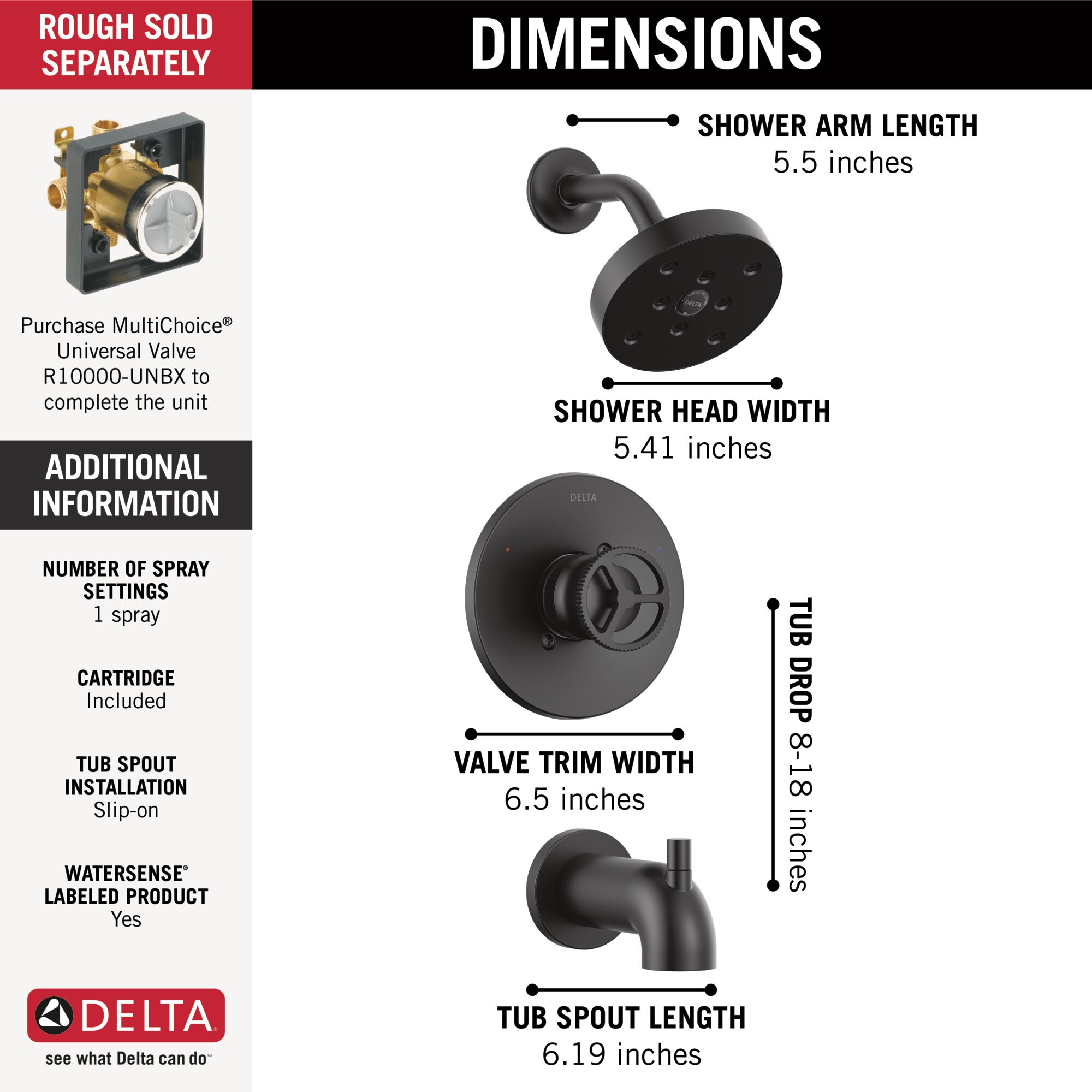 Delta T14458-BL Tub-Shower-Faucets - View #3
