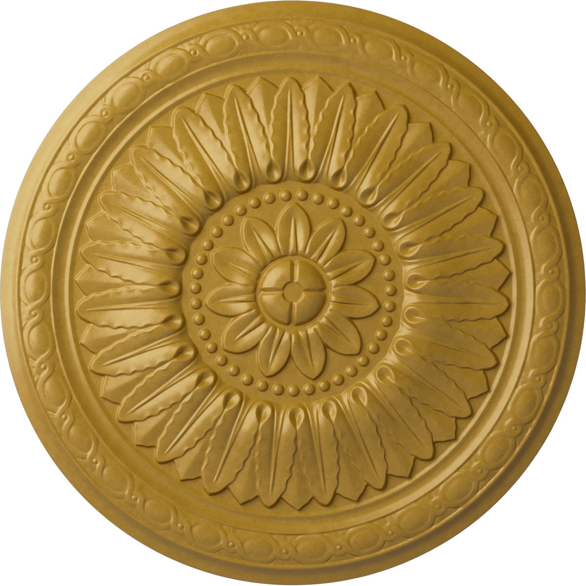 Ekena Millwork CM24TEIGS Temple 24-in W x 24-in L Painted Iridescent Gold Polyurethane Whole Ceiling Medallion
