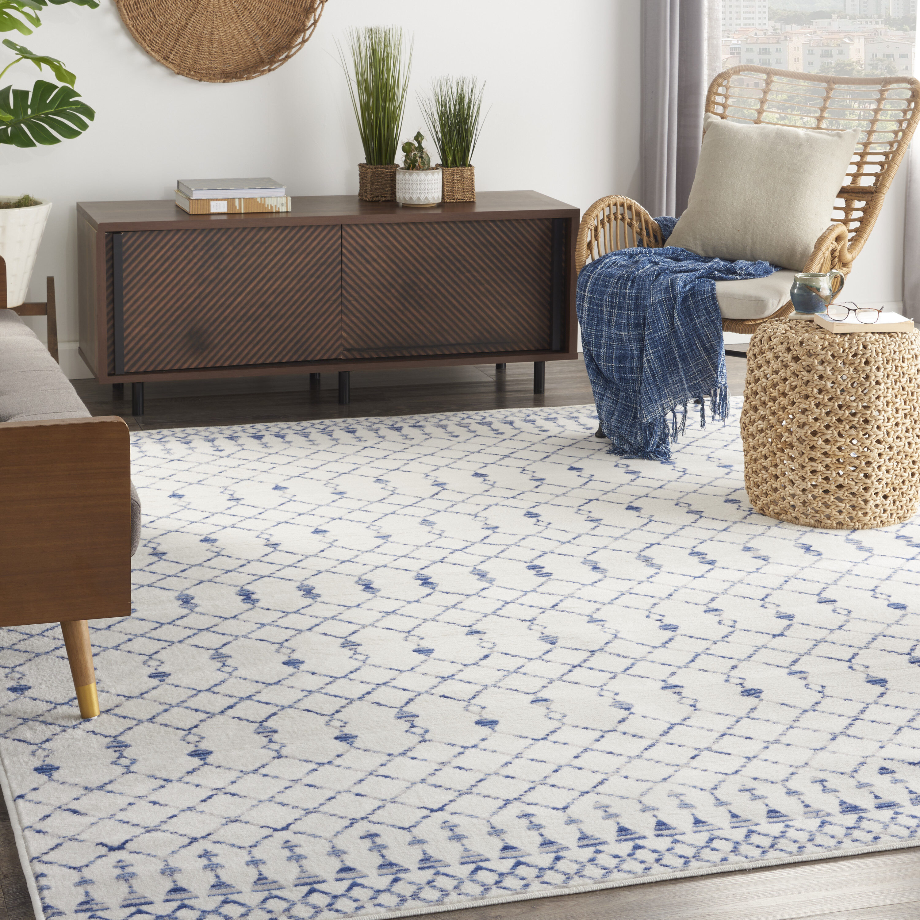 Nourison 99446830814 Whimsicle 7 x 10 (ft) Loomed Polypropylene Ivory Rectangular Indoor Tribal Area rug