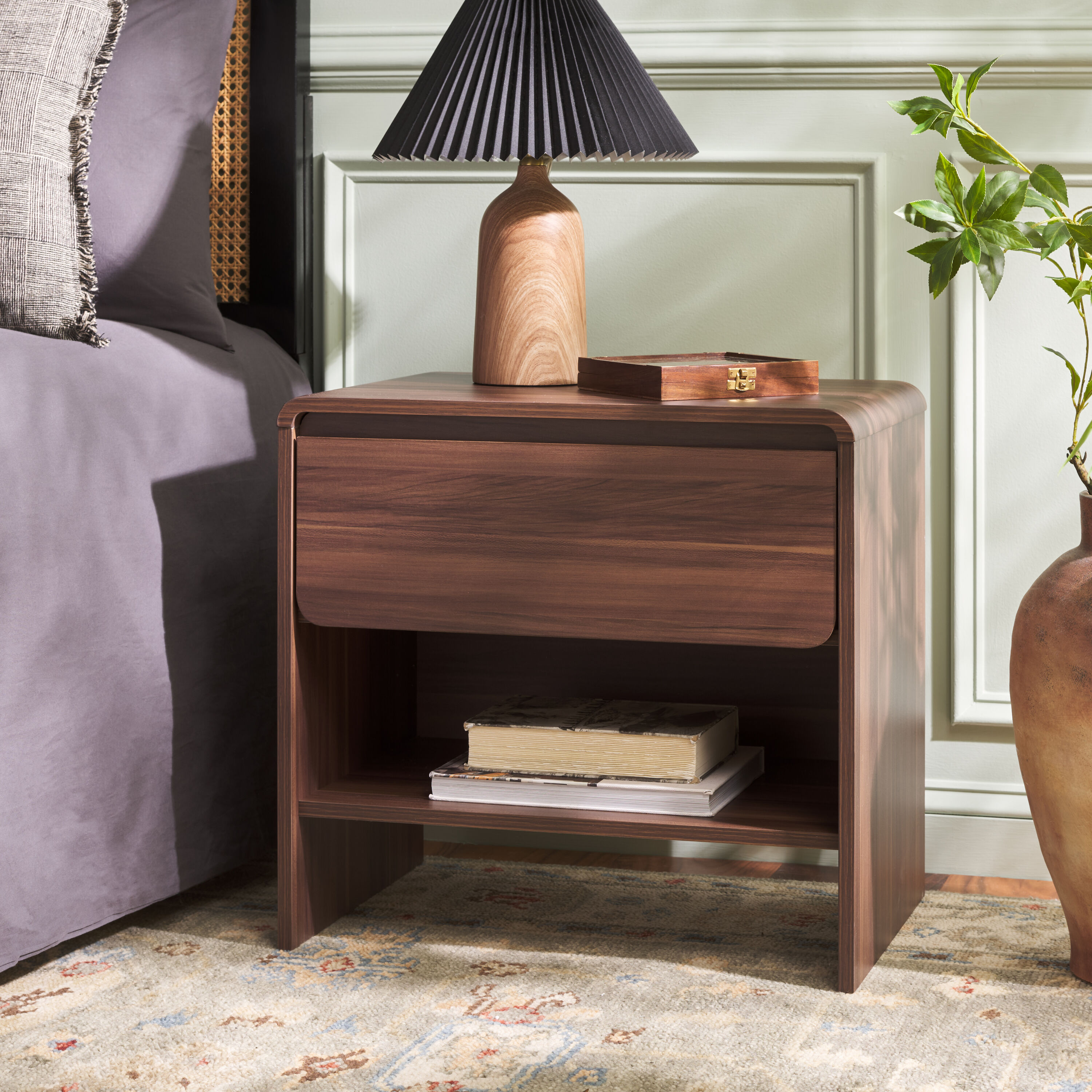 Safavieh NST3100A Walnut Nightstand