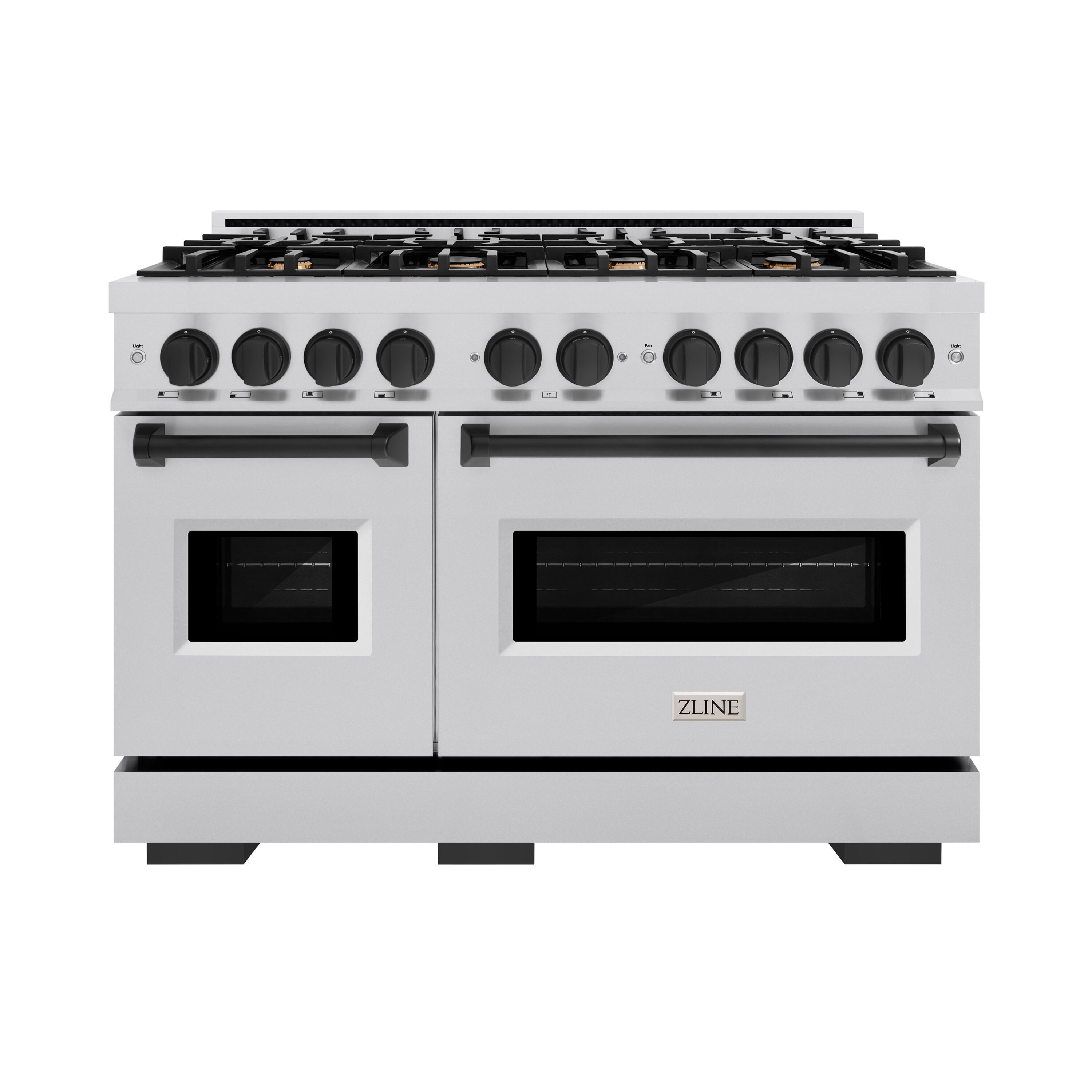 ZLINE KITCHEN & BATH CGRZ-48-MB Classic 48-in 8 burners 4.2-cu ft / 2.5-cu ft Convection Oven Freestanding Liquid Propane Double Oven Gas Range ( Stainless Steel, Matte Black Accents )
