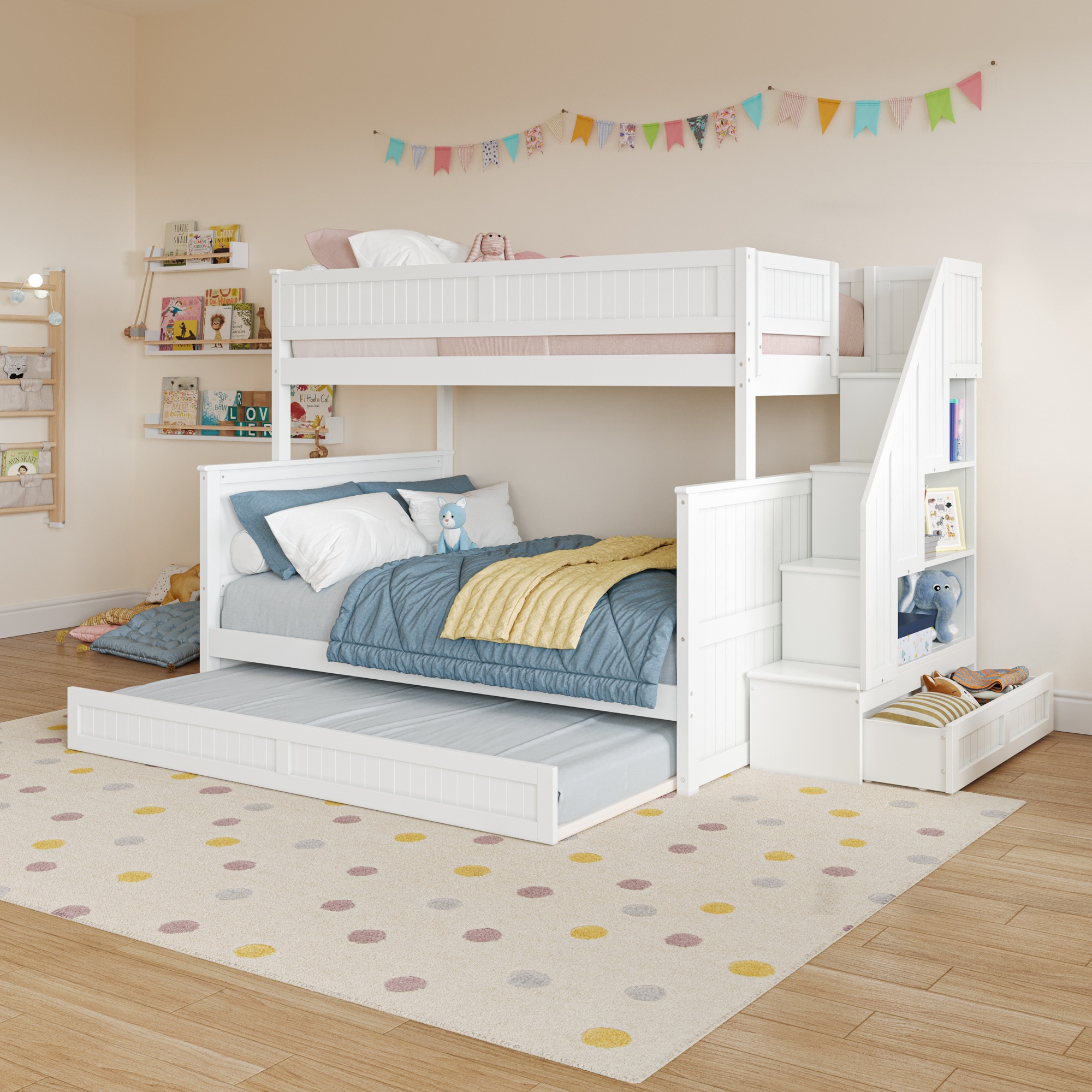 AFI AB68782 Dover Bunk Bed White Twin over full Bunk Bed