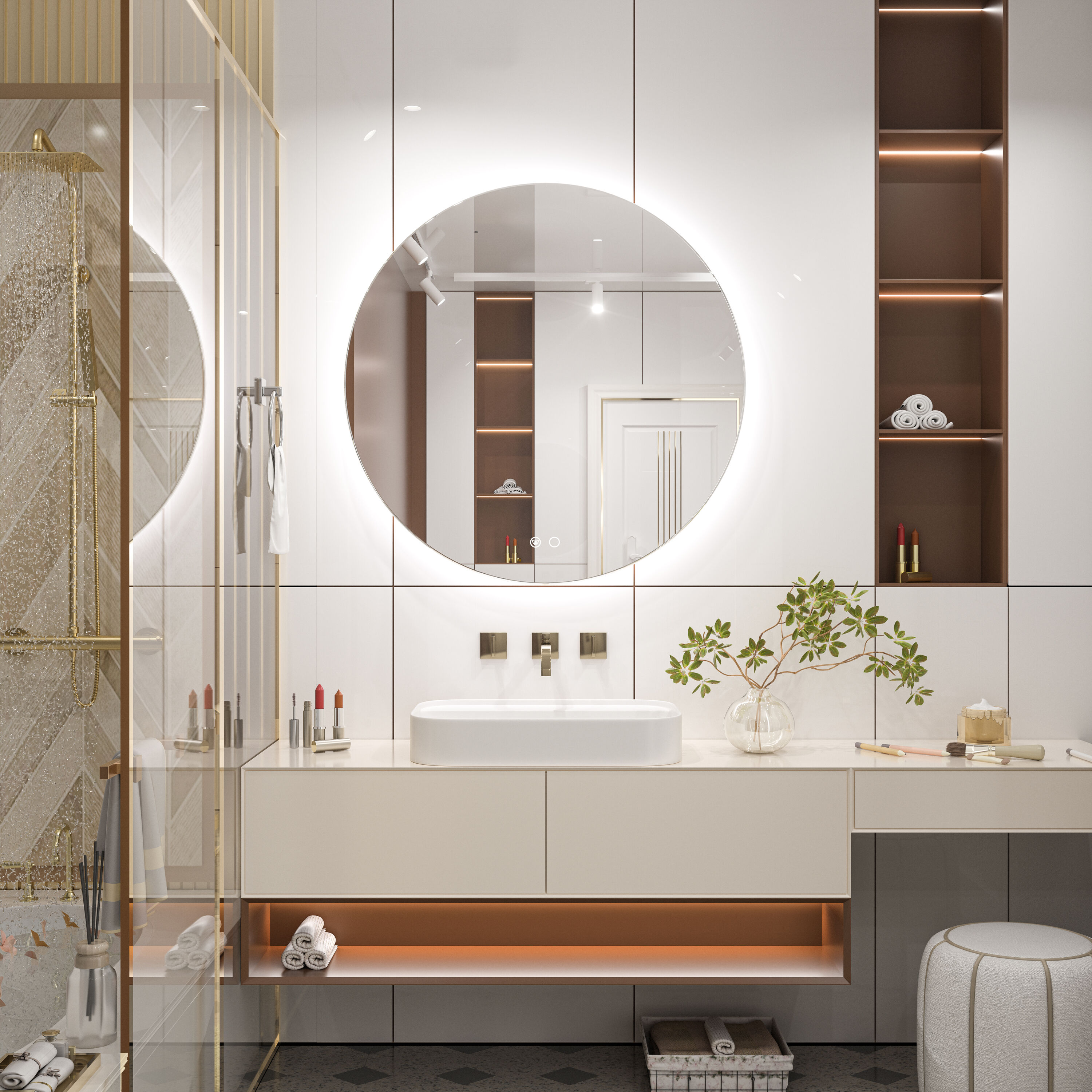 Keonjinn LW-JZ-BGSSW-R70 Framed-Bath-Mirrors - View #2