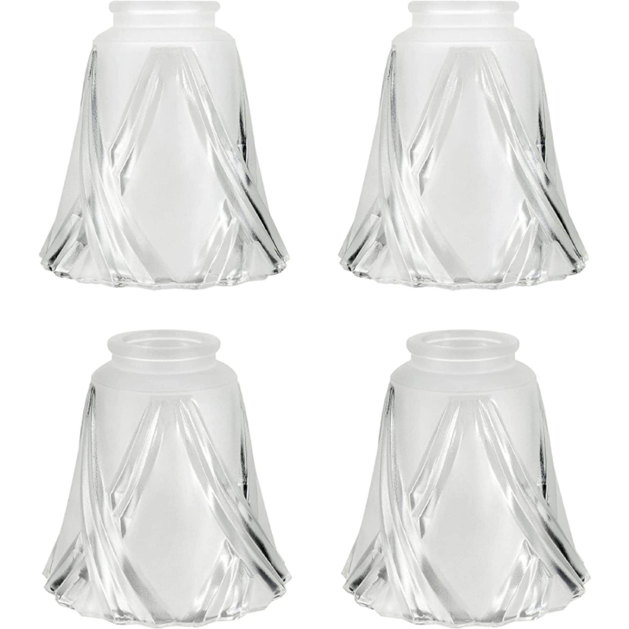 Aspen Creative Corporation 23124-4 5.25-in x 5.25-in Bell Clear Frosted Textured glass Ceiling fan light shade with 2-1/8-in Fitter (Setscrew Fitter)