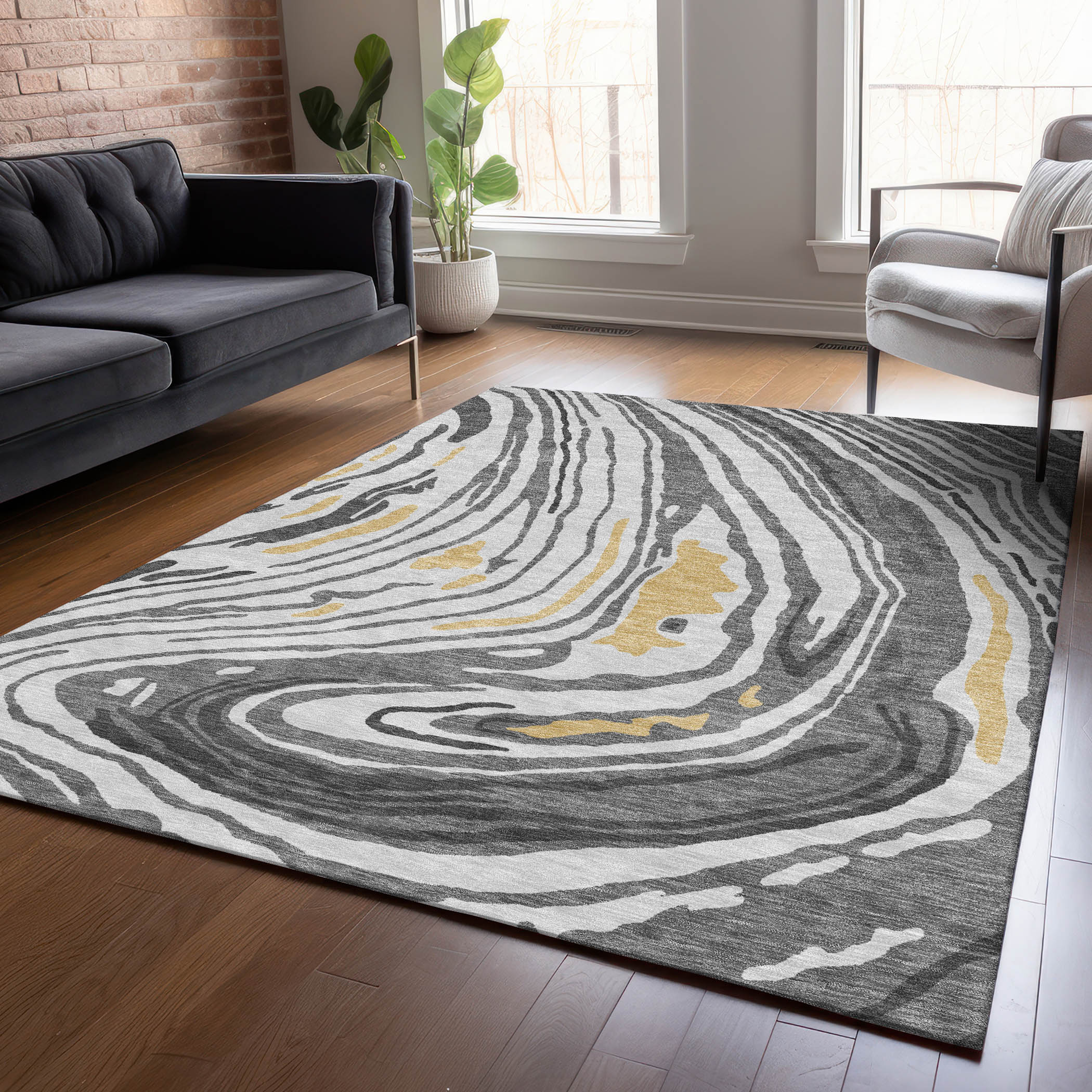 Addison Rugs ACN1051GY10X14 Chantille ACN1051GY 10 x 14 (ft) Polyester Gray Rectangular Indoor/Outdoor Geometric Machine washable Area rug
