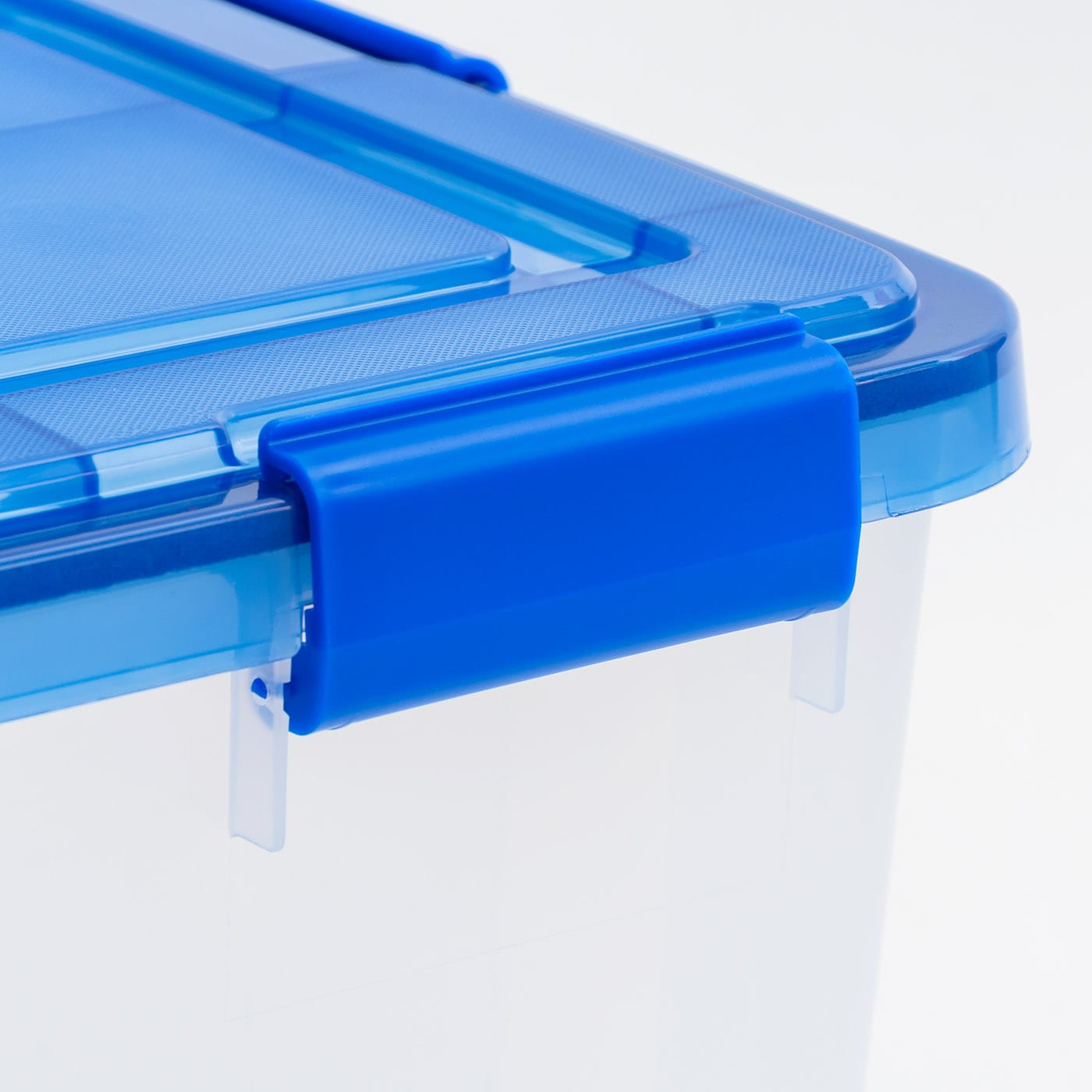 Iris 4 Gallon Clear Plastic Storage Boxes with Blue Lid, Pack of 6