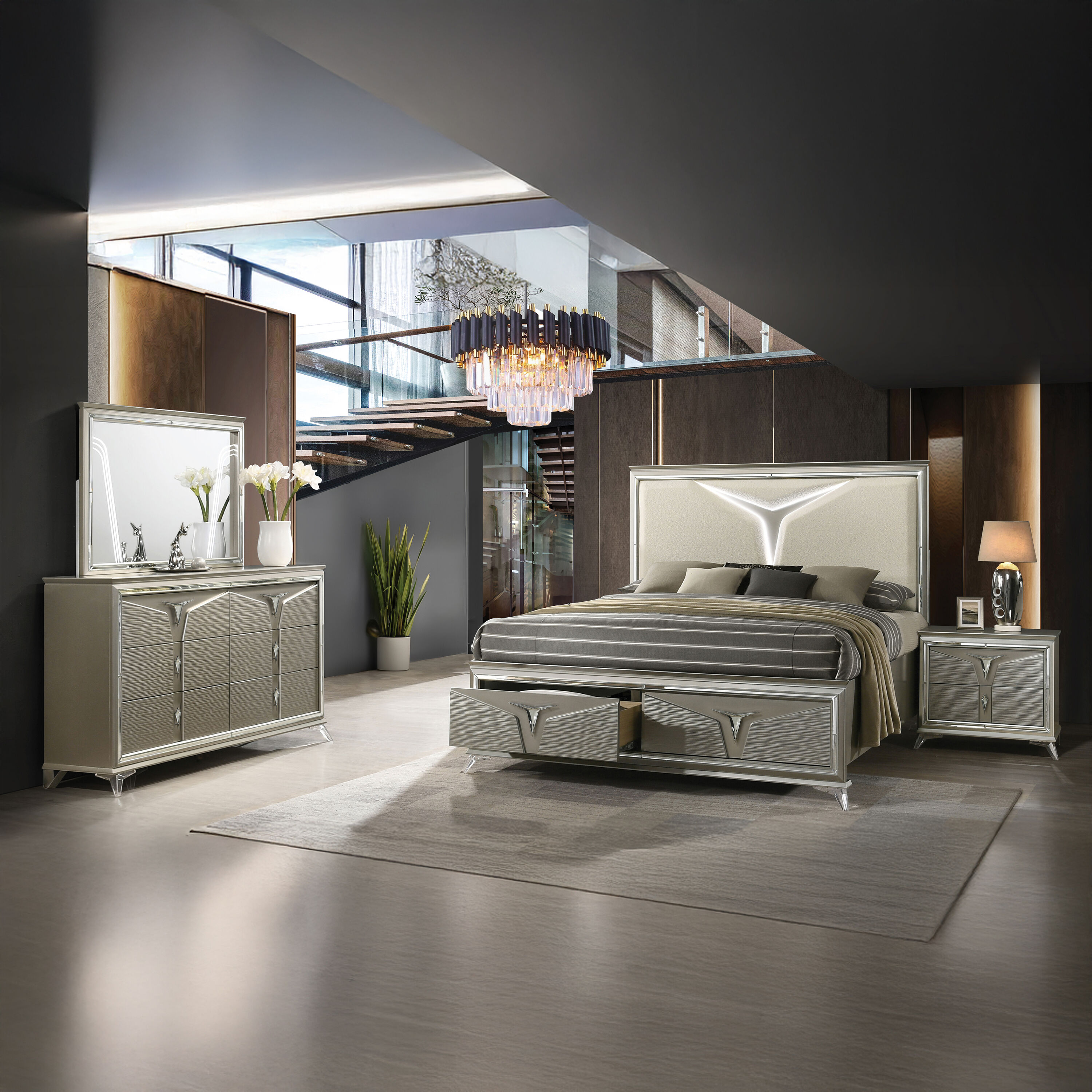 Galaxy 601955550383 Samantha Silver Queen Bedroom Set