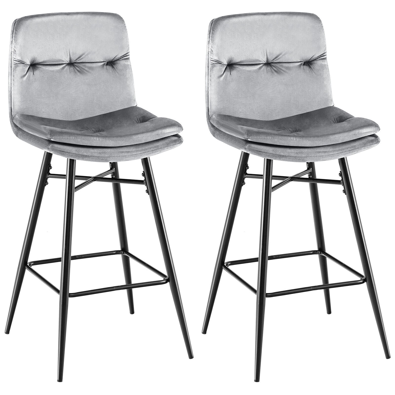  ID10701GR2 Bar Stools Gray 28.5-in H Bar height Contoured seat Upholstered Metal Bar Stool and Back