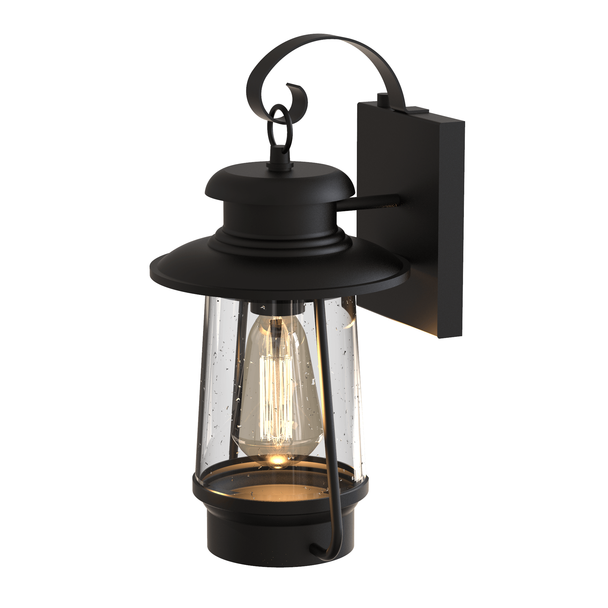 KODA LM030338-1 Acadian 1 -Light 14.2-in H Matte Black Hardwired Dusk to Dawn Outdoor Wall Light
