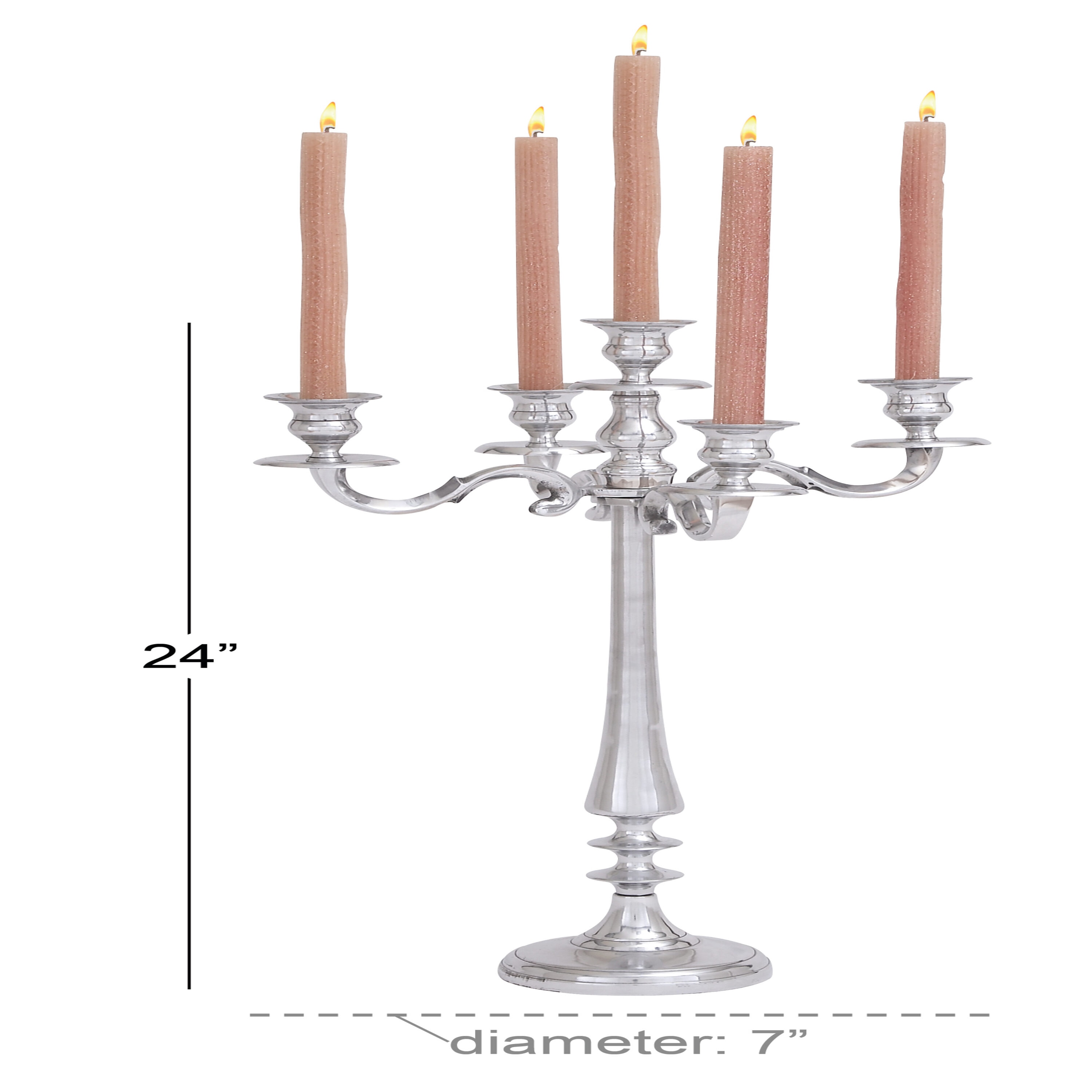 Tall Silver Aluminum 5-Holder Traditional Candelabra