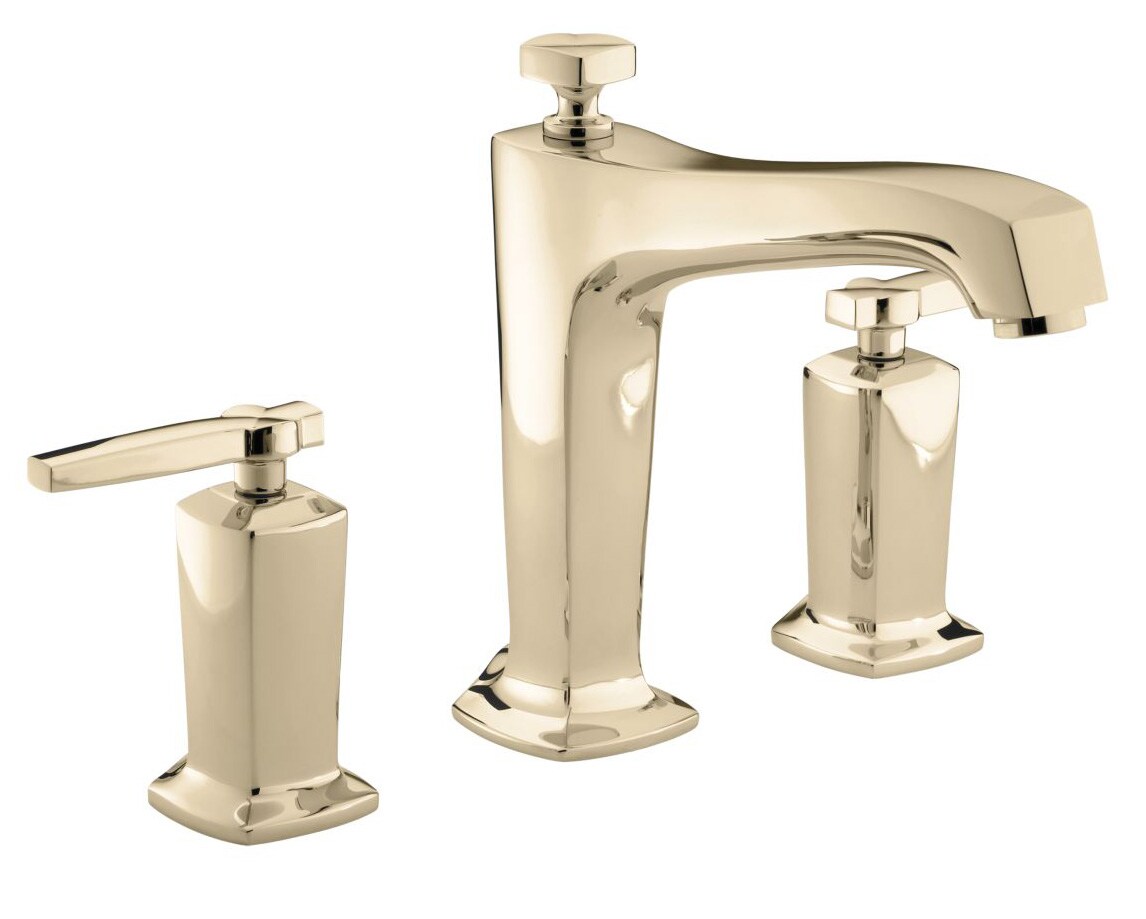 KOHLER T16236-4-AF Margaux Vibrant French Gold 2-handle Deck-mount Roman Low-arc Bathtub Faucet