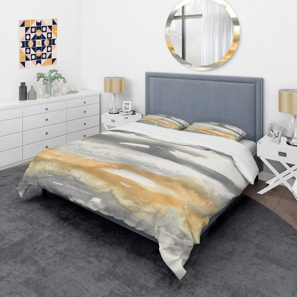 Designart BED30438-Q 3 -Piece Gray Queen Duvet cover Set