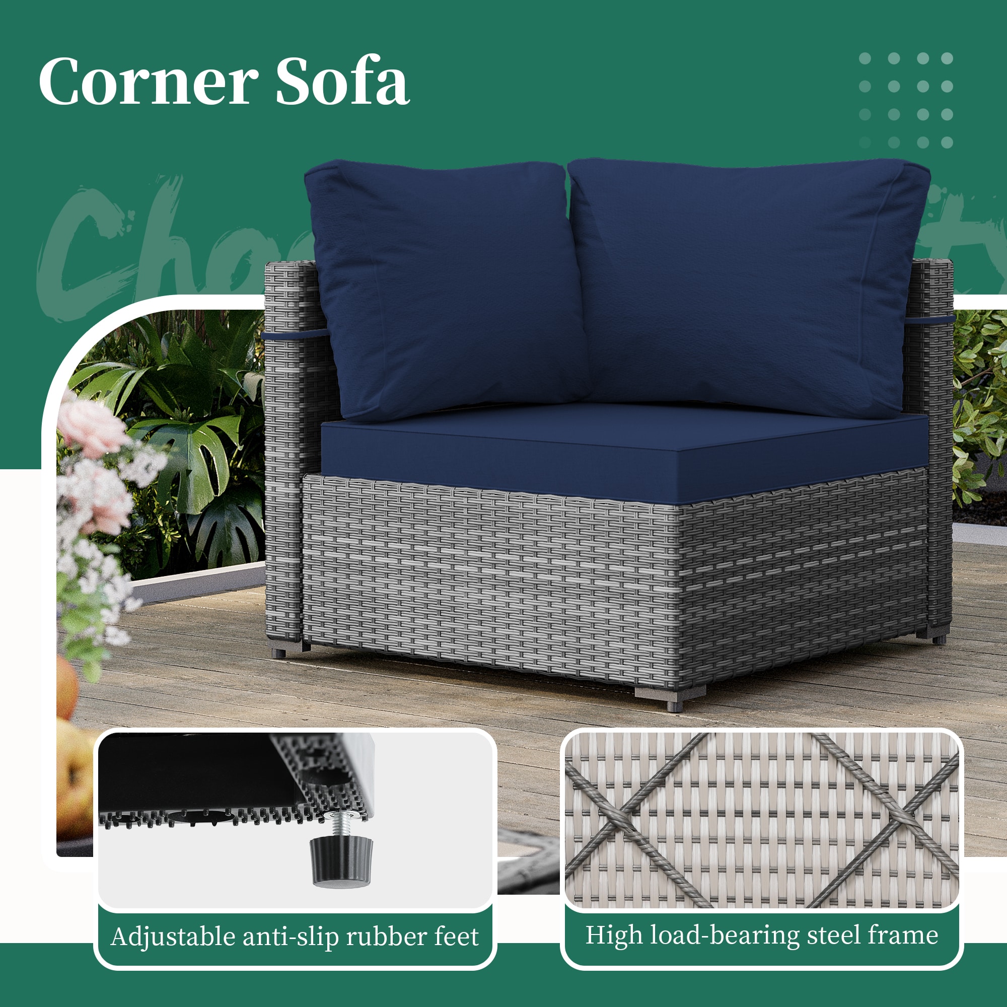 UPHA TBDK-ABC-NAVYBLUE Patio-Conversation-Sets - View #5