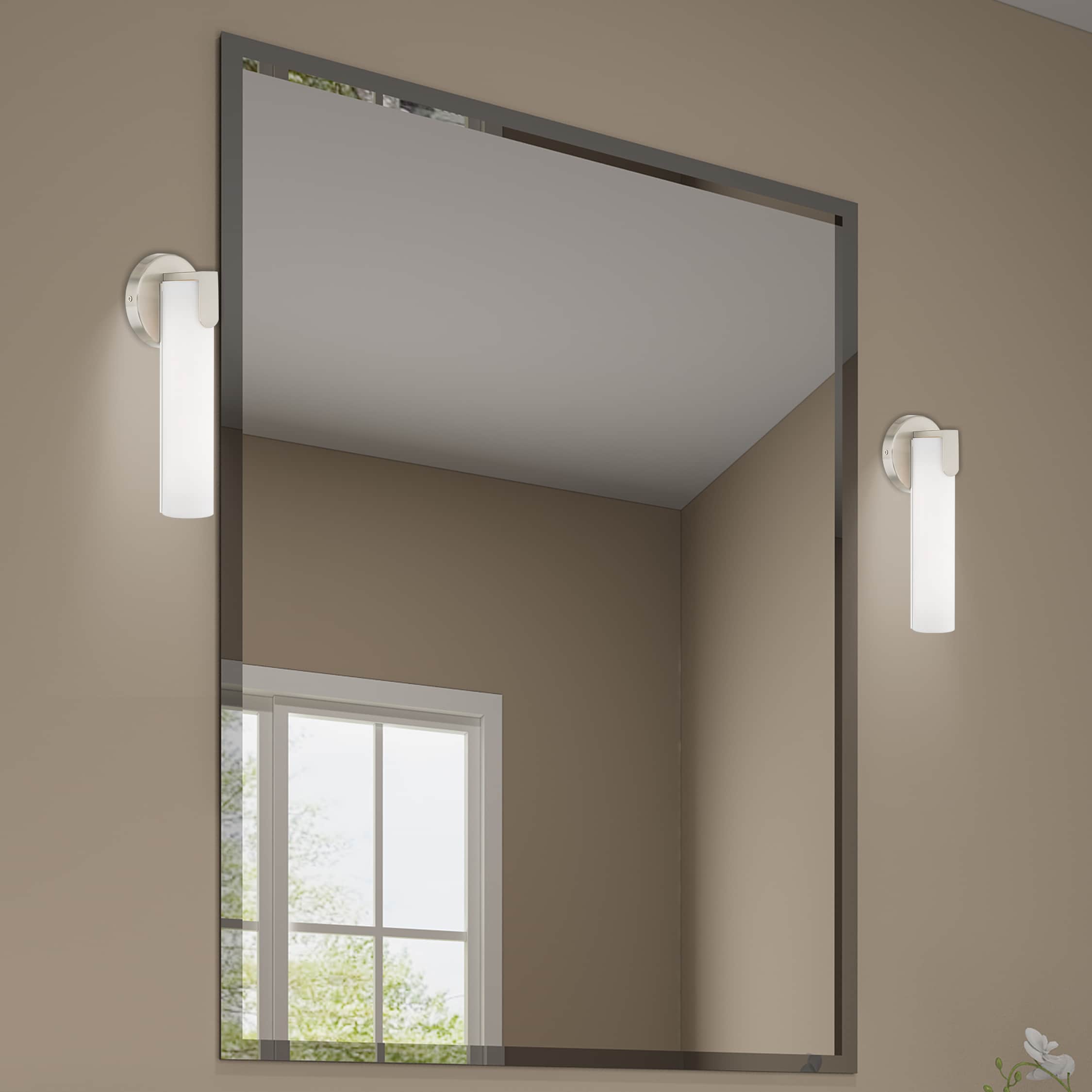 Lund 10W LED Brushed Nickel Wall Sconce with Satin White Shade