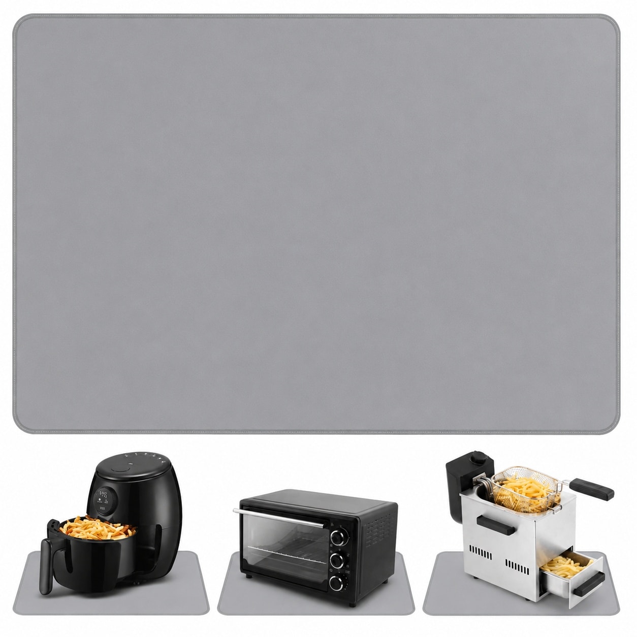 Aoibox -  12 x 18 in Gray Silicone Heat Resistant Counter Mat for Air Fryer and Kitchen Appliance...