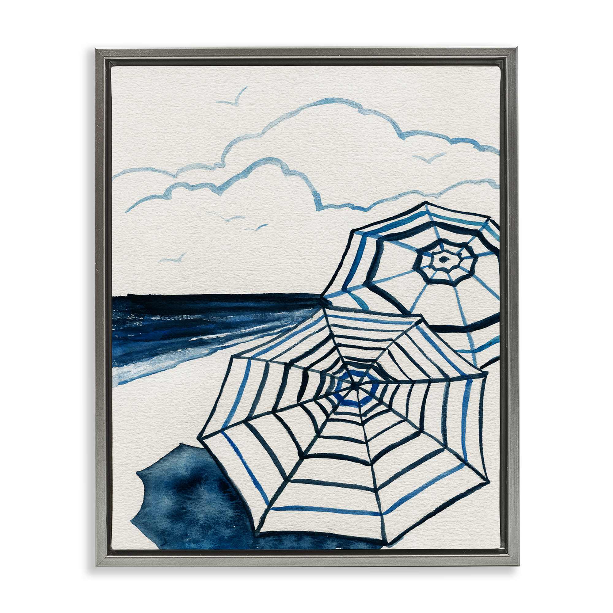 Stupell Industries BS-167-FFL-16X20 Umbrellas on Minimal Beach Floating Frame design by Carol Robinson