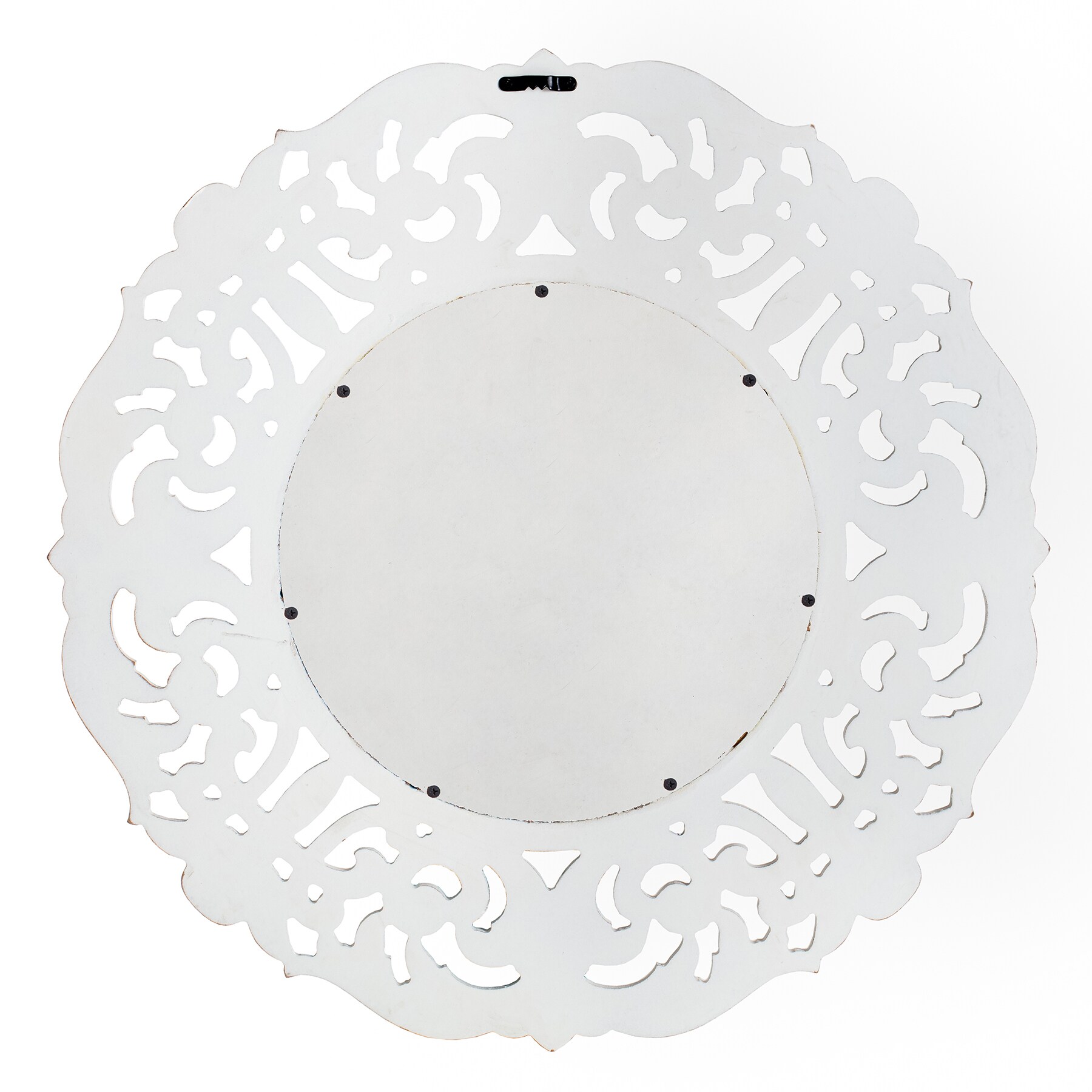 Fetco Home Decor 24-in W x 0.65-in H Round White Framed Wall Mirror in ...