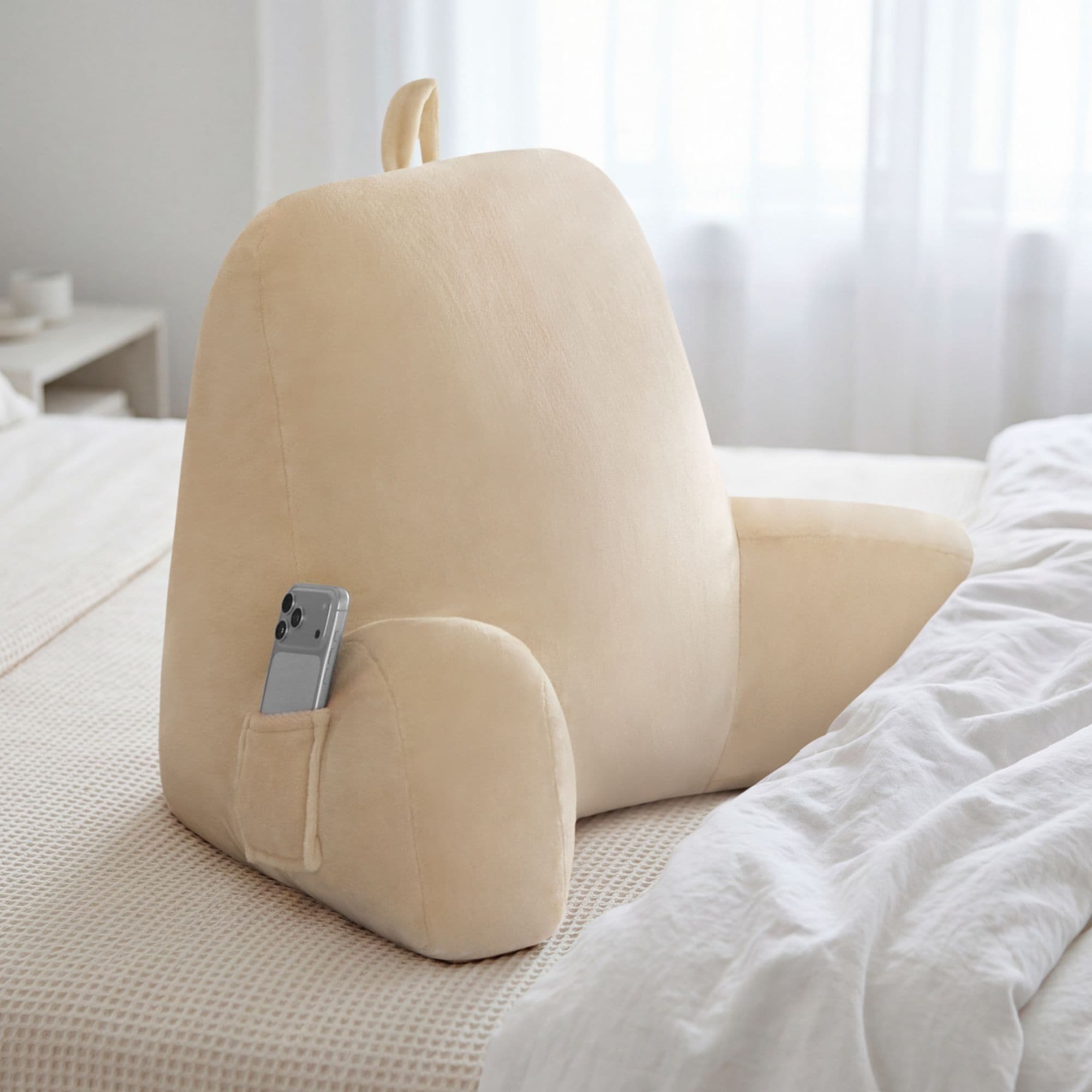 The Sheet Lab  Plush Beige 29-in x 24.5-in x 10.5-in Backrest Pillow