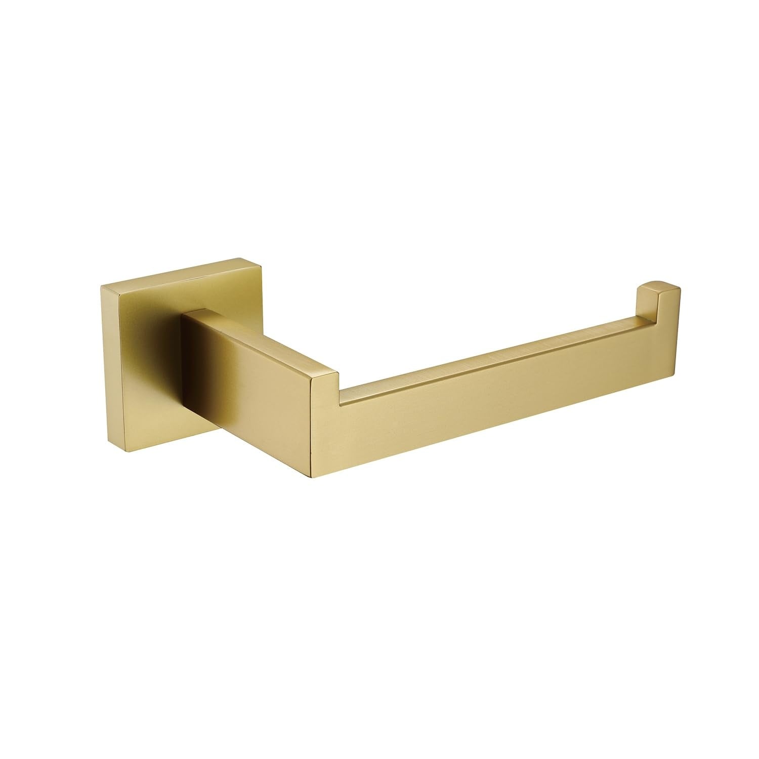 Phyfalip  Toilet Paper Holder Brushed Gold Stainless Steel Wall Mounted Modern Square Style Bathroom Kitchen Fits Large Rolls Rustproof Easy