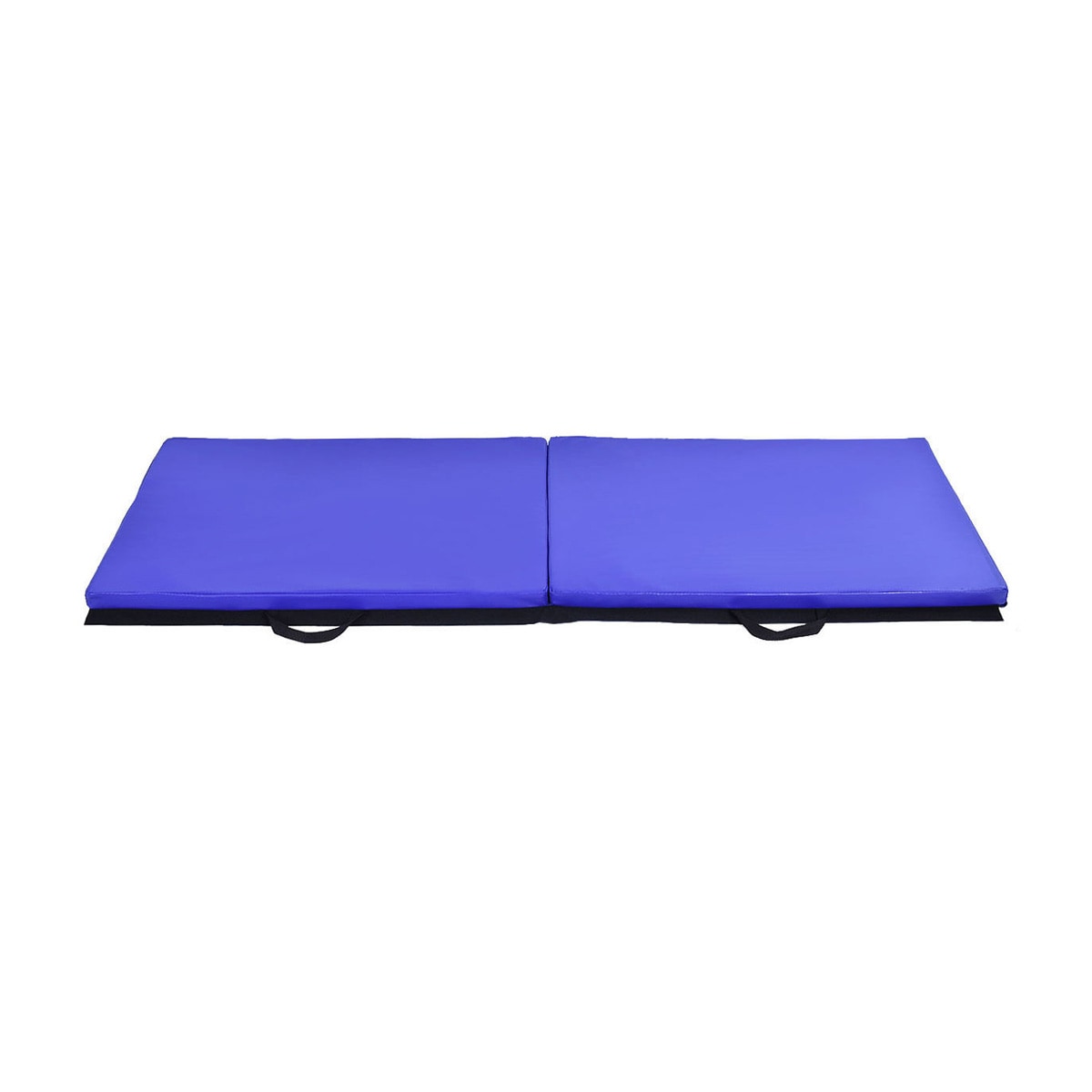 Slickblue D-CO-LB85943PS PU Cloth Two-Panel Folding Gym Mat 6ft x 24in x 1.5in with Carry Strap for Gymnastics Stretching Home Studio RV Use- Purple/ Blue