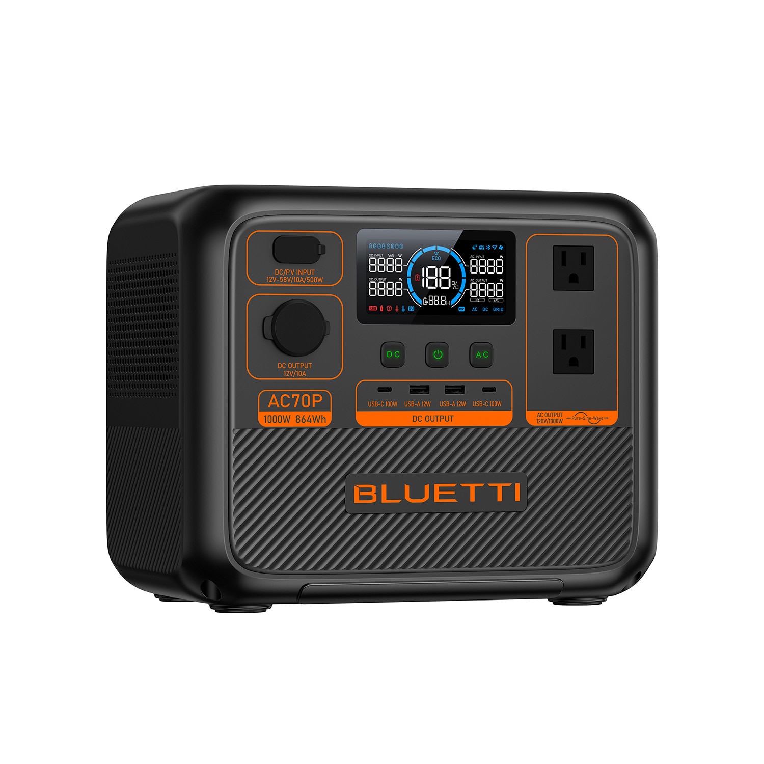 BLUETTI Premium Series 864Wh 1000-Watts Portable Power Station AC70P-US-GY-BL-LWSUS Sansujyuku sansujyuku.com