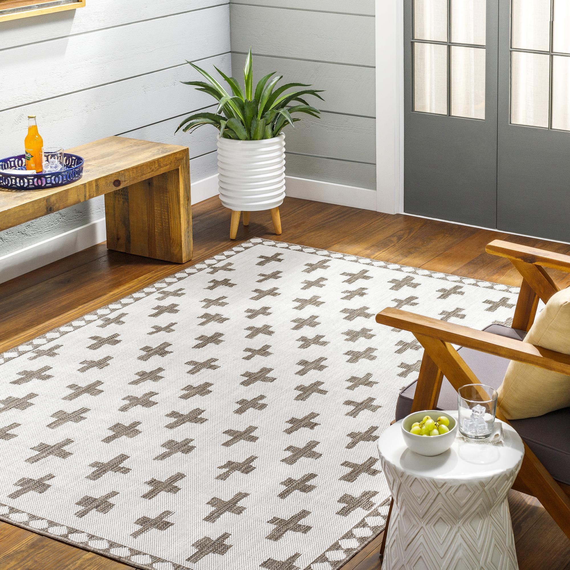 Livabliss LBH2360-679 Long Beach 7 x 9 (ft) Polypropylene Cream/Brown Rectangular Indoor/Outdoor Tribal Moroccan Area rug