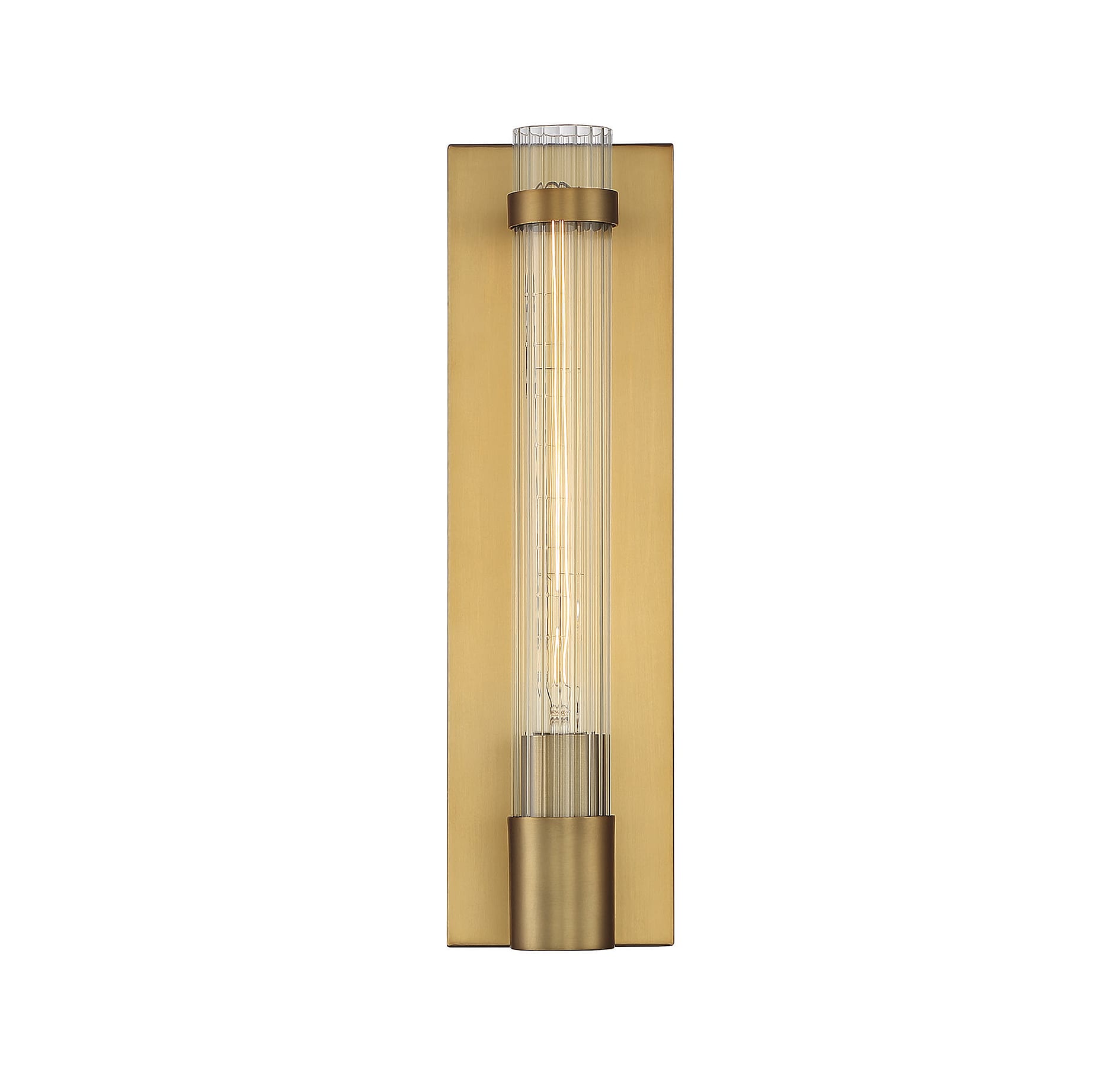 Willmar Warm Brass 1-Light Wall Sconce with Reeded Glass