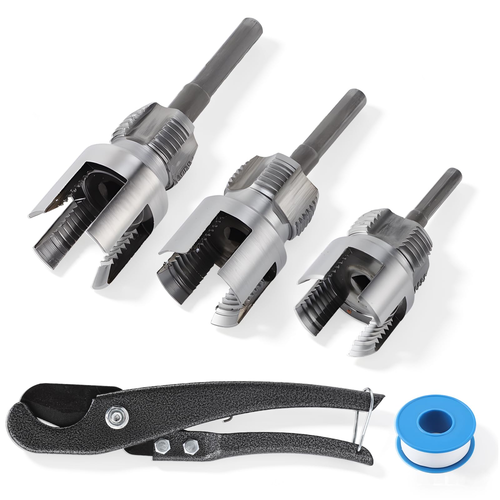 Anqtovp  PVC Pipe Threader Kit for Plumbing Repairs 1/2 in 3/4 in and 1 in Sizes Compatible with Electric Drills durable home and garden