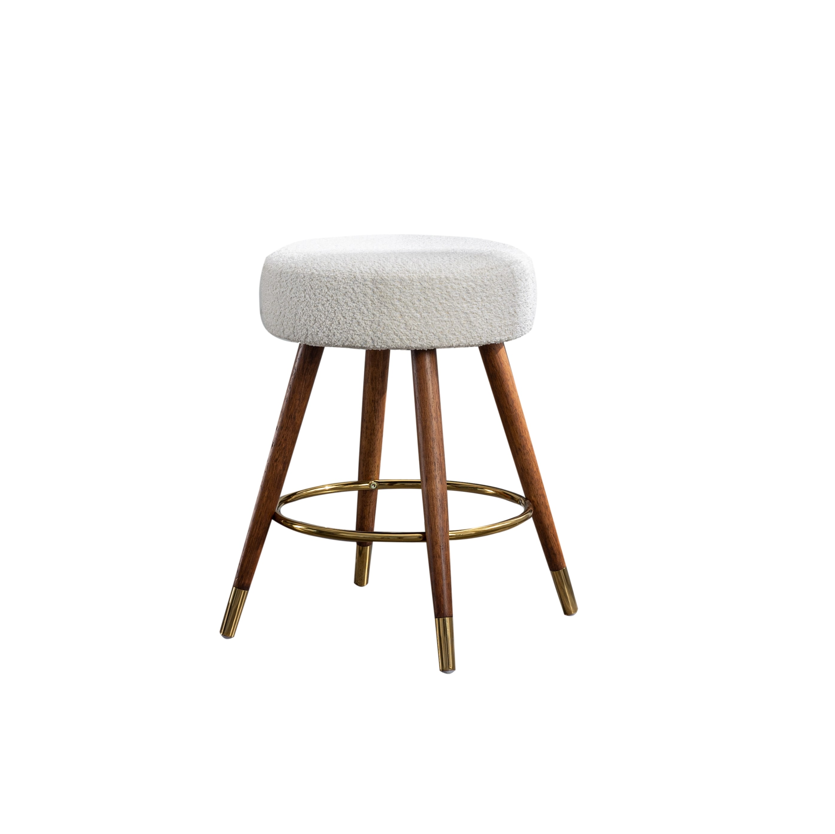 Roundhill Furniture PC286WH MoMo White 26-in H Counter height (24-in to 27-in) Round Seat Upholstered Swivel Wood Bar Stool