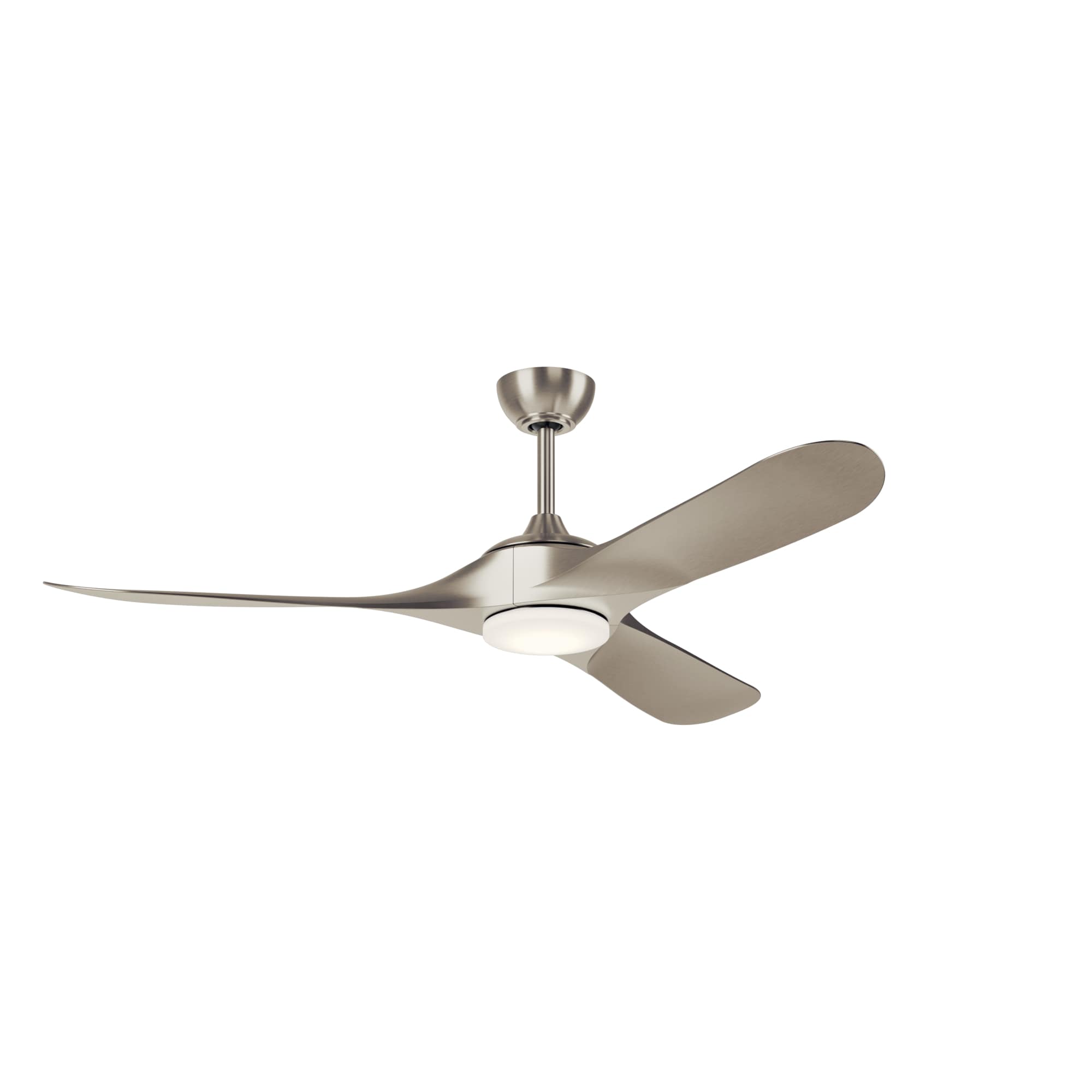 Kichler 310660NI Mylo 60-in Color-Changing Integrated LED Outdoor Painted Brushed Nickel with Nickel Blades Ceiling Fan With Light - Remote Included ( 3 -Blade )