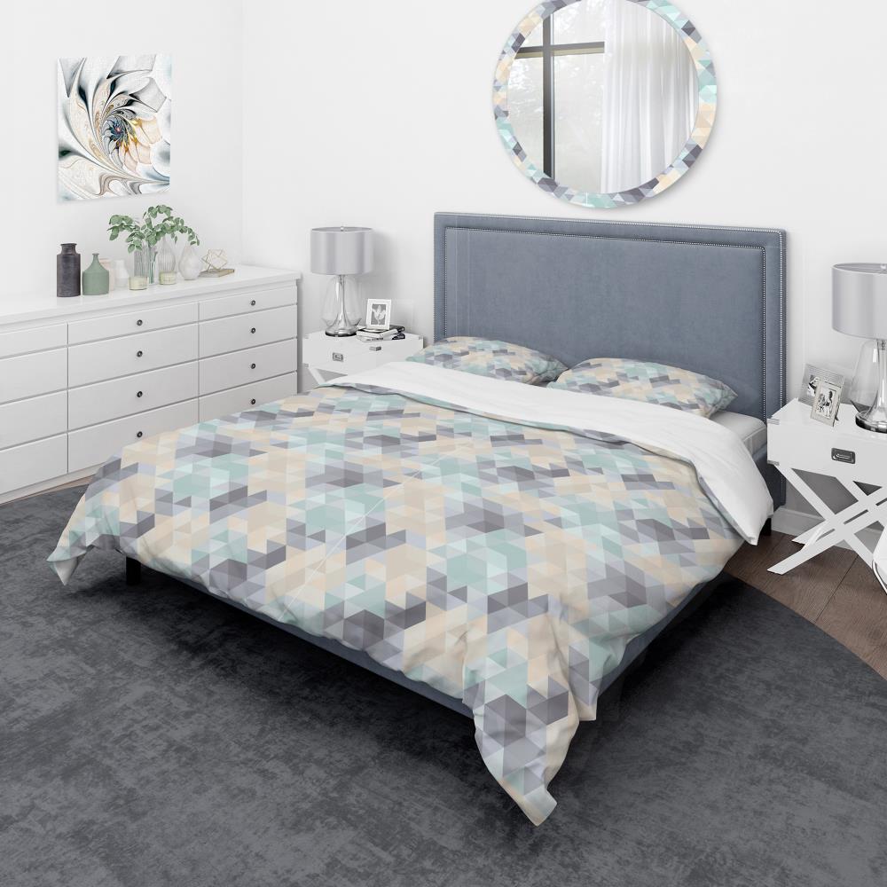 Designart BED19218-Q 3 -Piece Blue Queen Duvet cover Set