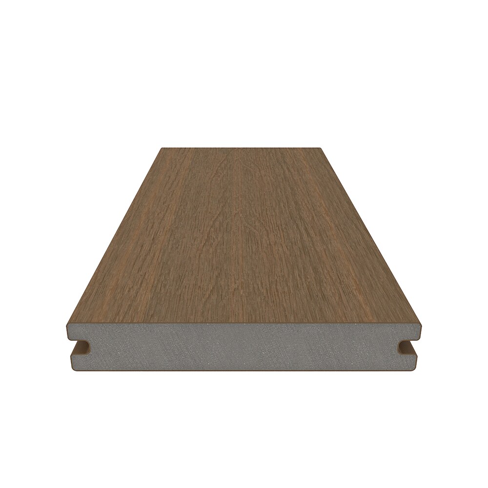 NewTechWood Magellan Solid Board with Groove 1-in x 6-in x 8-ft Peruvian Teak Grooved Composite Deck Board