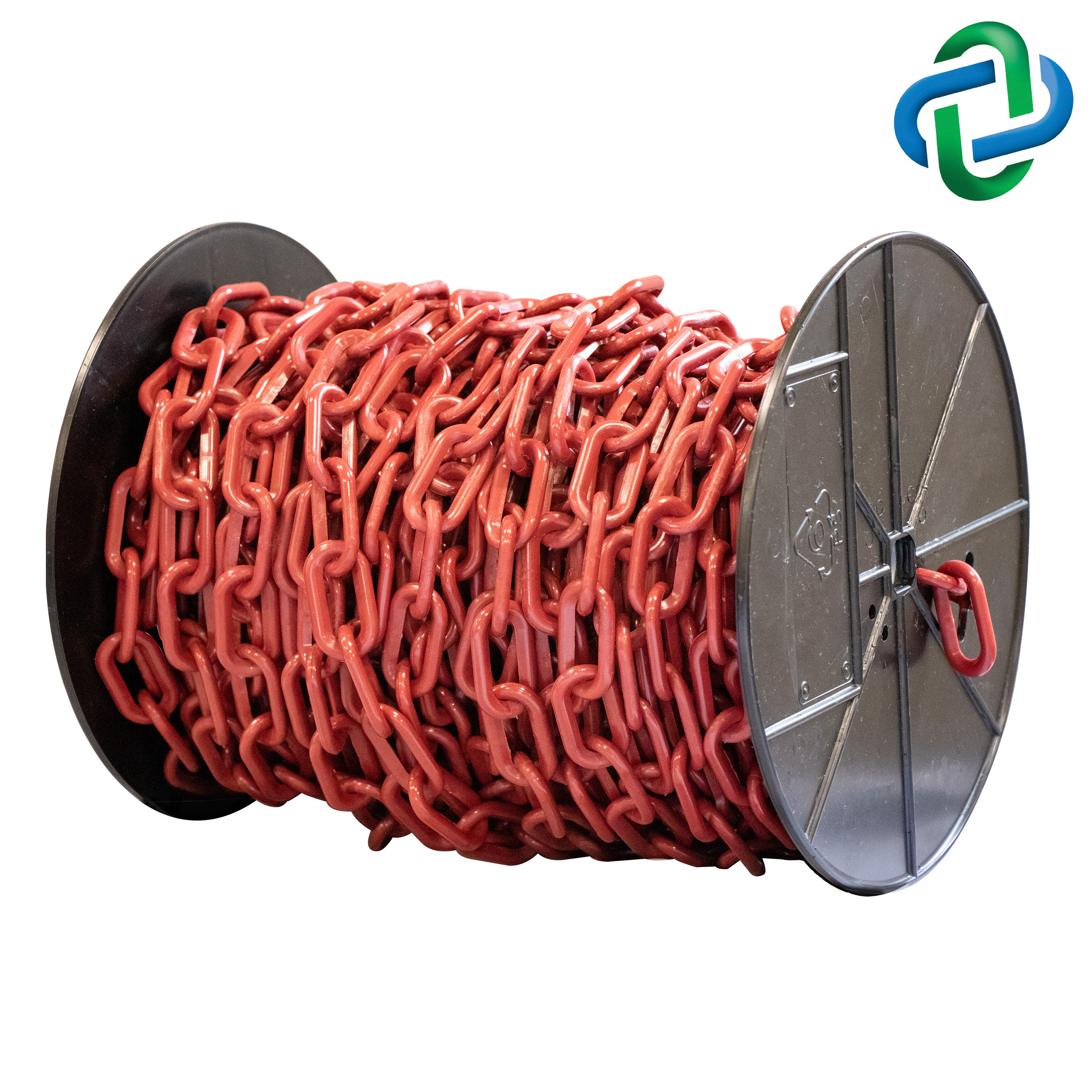 Mr. Chain Heavy Duty Plastic Chain Barrier on A Reel, 2x100'L, Red