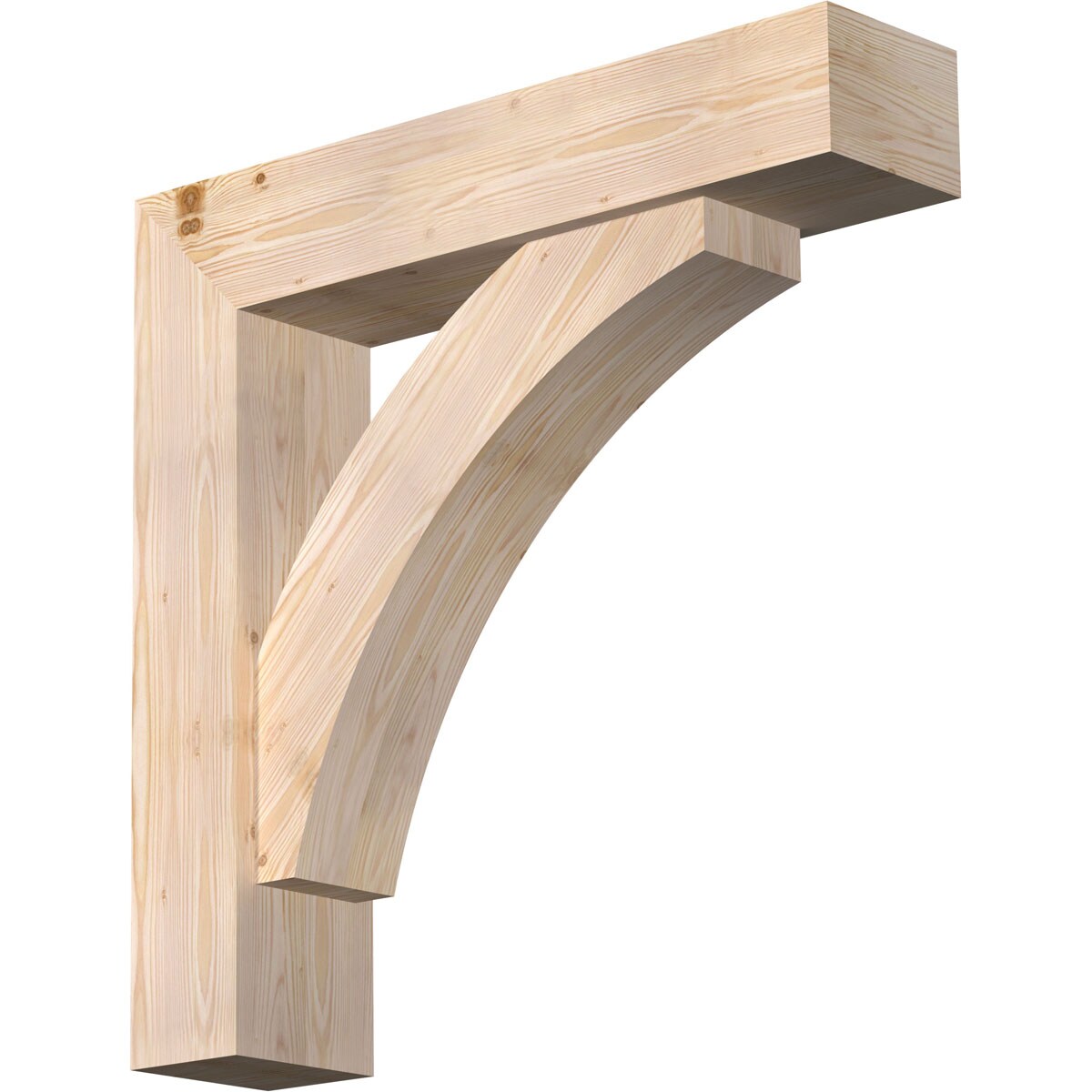 Ekena Millwork 1464193 Thorton Block Smooth Bracket with Offset Brace Douglas Fir Wood Standard Bracket