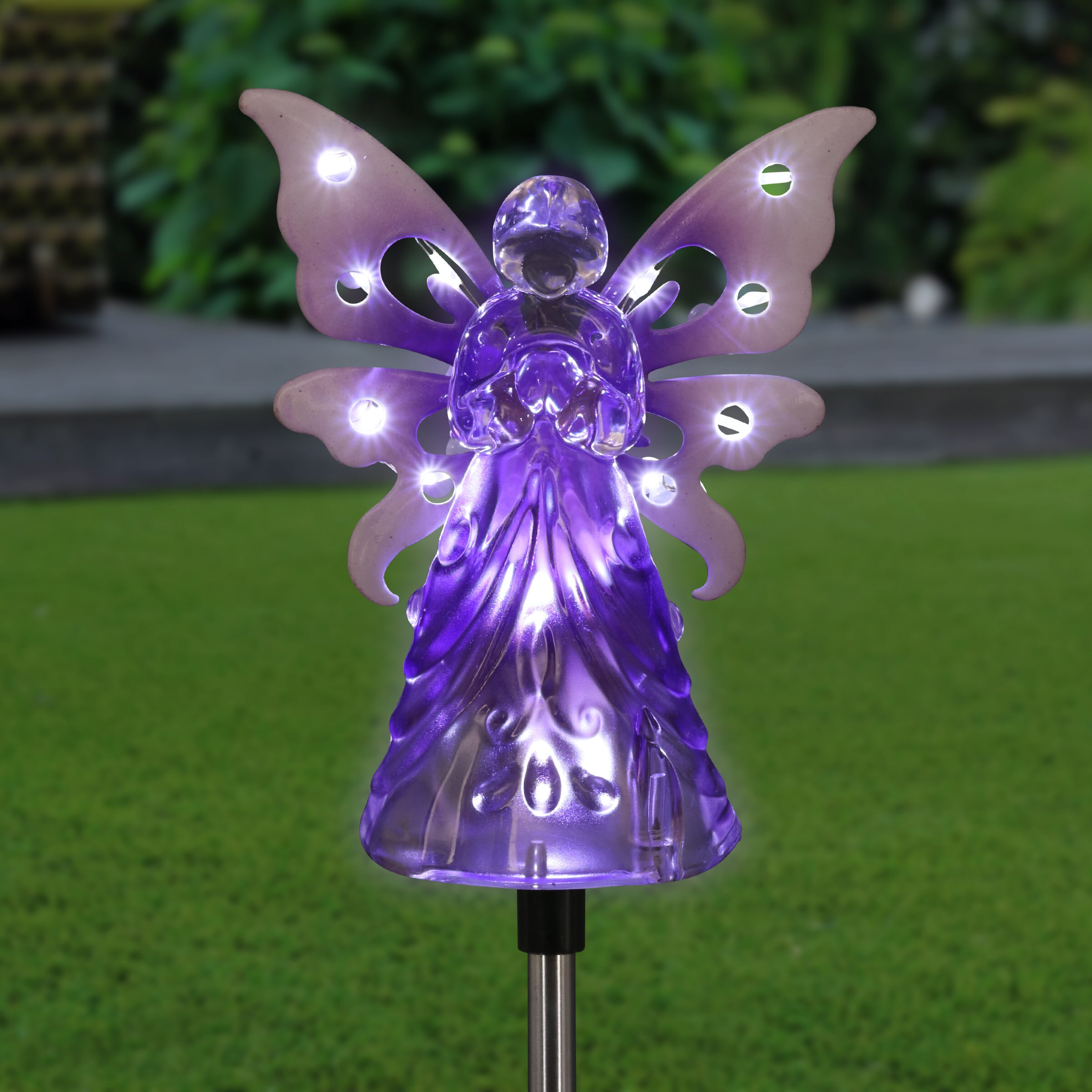 Purple Acrylic Angel with LED Lights Garden Stake