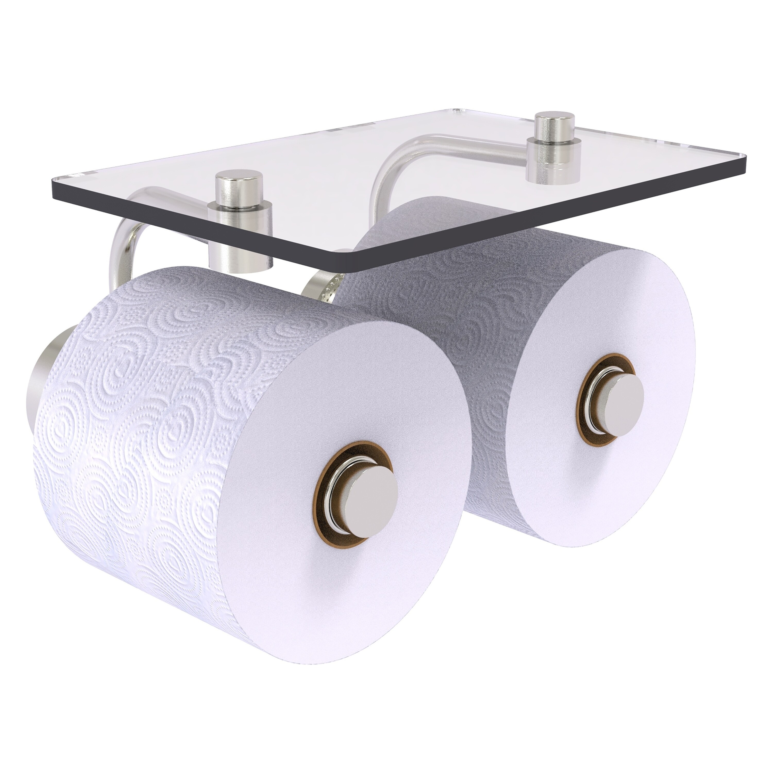 Allied Brass DT-24-2S-SN Dottingham Satin Nickel Wall mount Double post Toilet Paper Holder 2 -Rolls