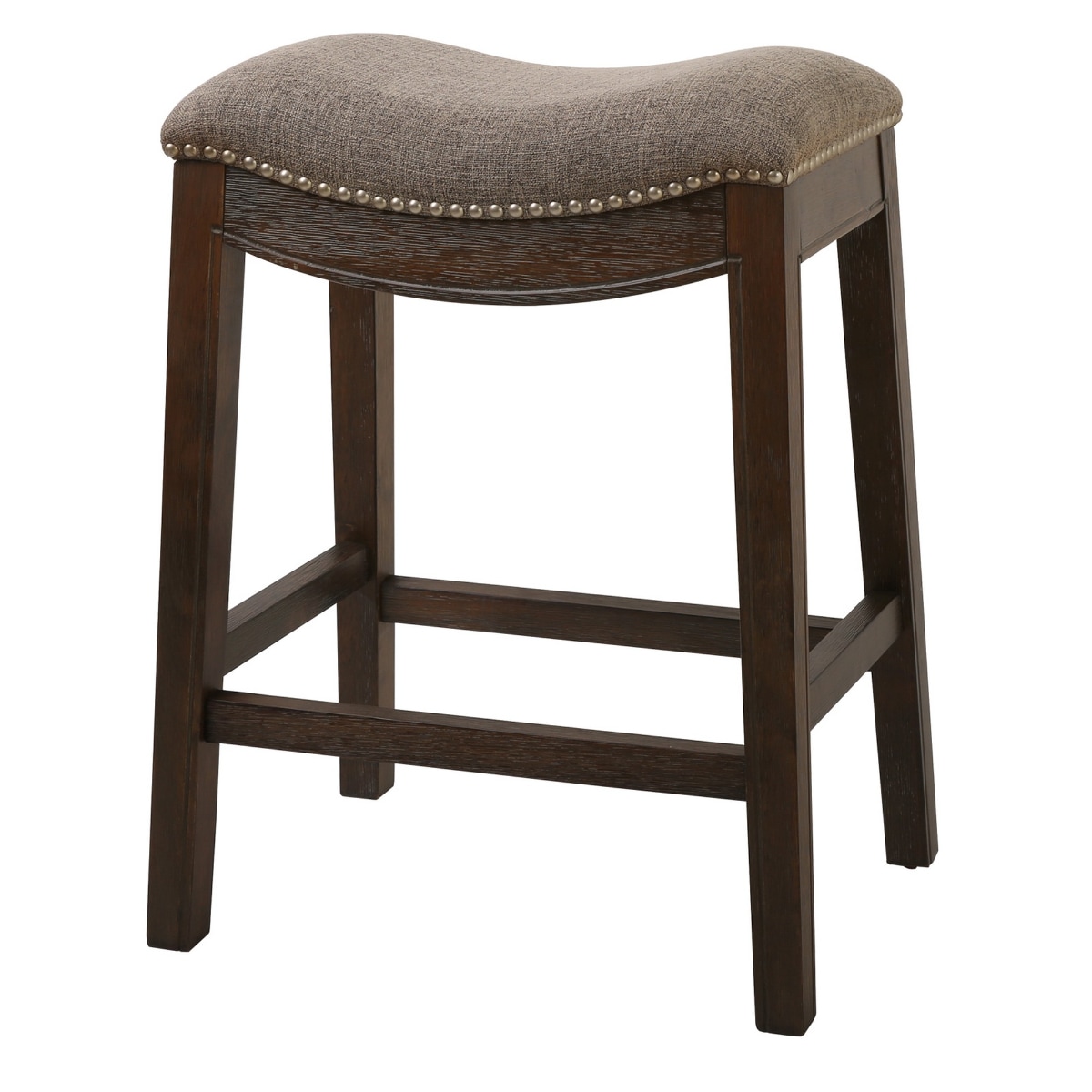 HomeRoots 4000380056 Taupe 25.7-in H Counter height Saddle seat Upholstered Wood Bar Stool
